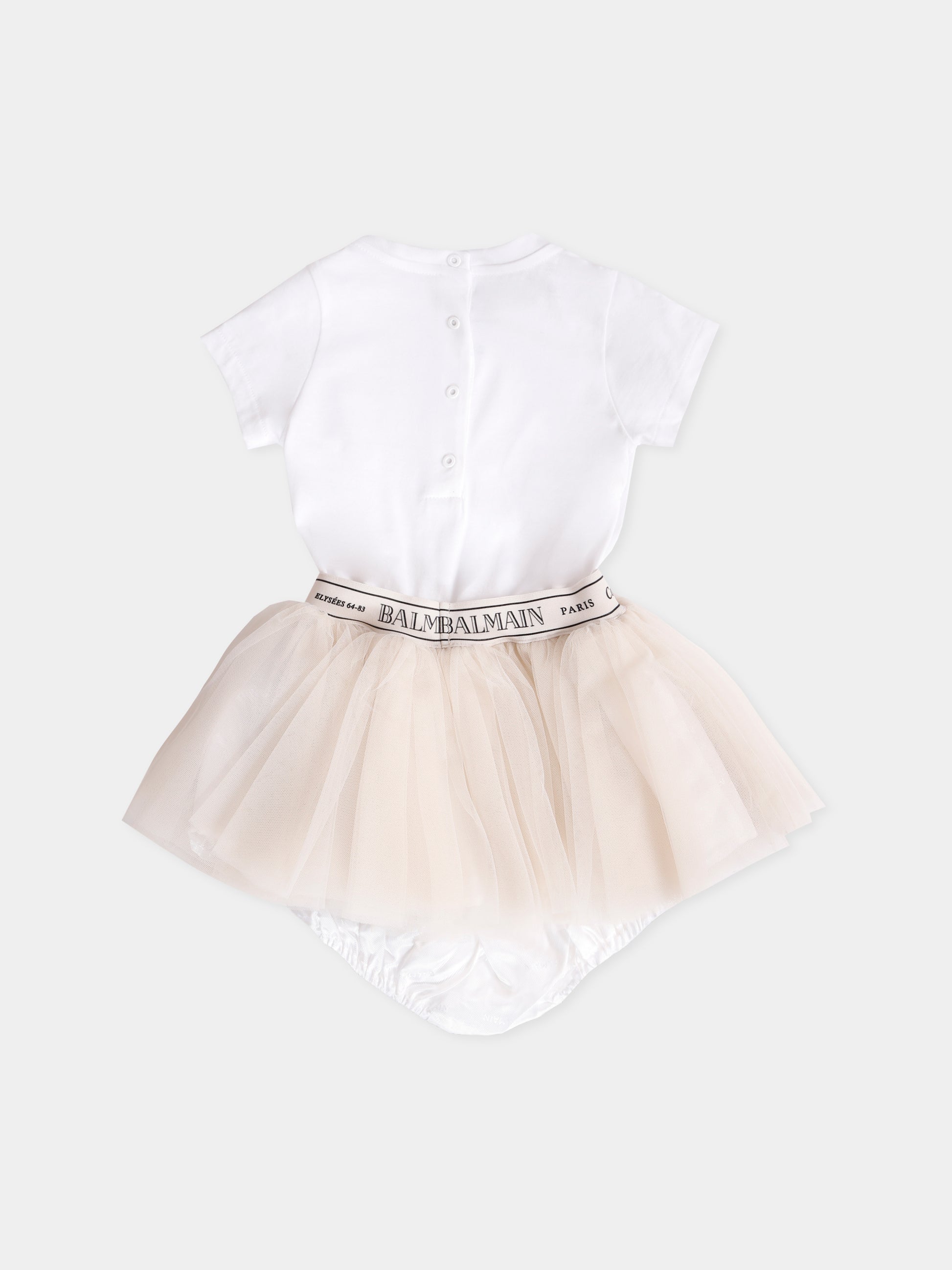 Vestito bianco per neonta con logo,Balmain Kids,BX1121-T0002 109BC