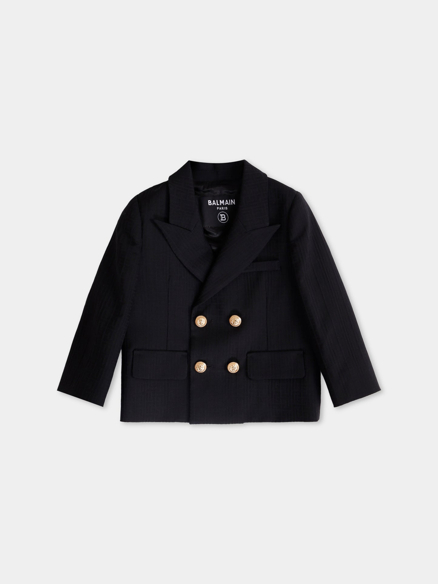 Giacca nera per neonato con iconico labirinto all over,Balmain Kids,BX2514-I0291 930OR