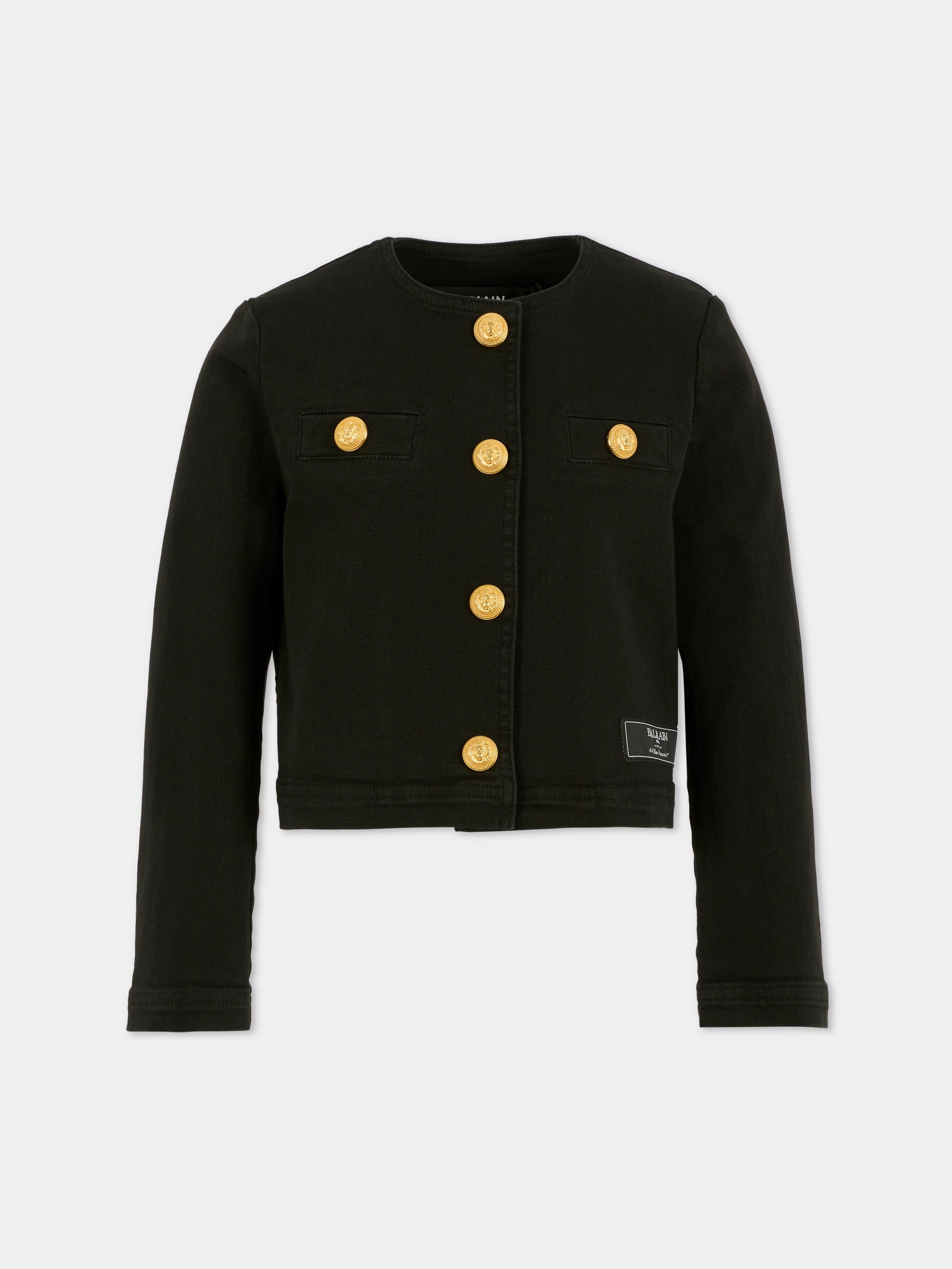 Giacca nera per bambina con patch,Balmain Kids,BX2B54-D0039 930OR