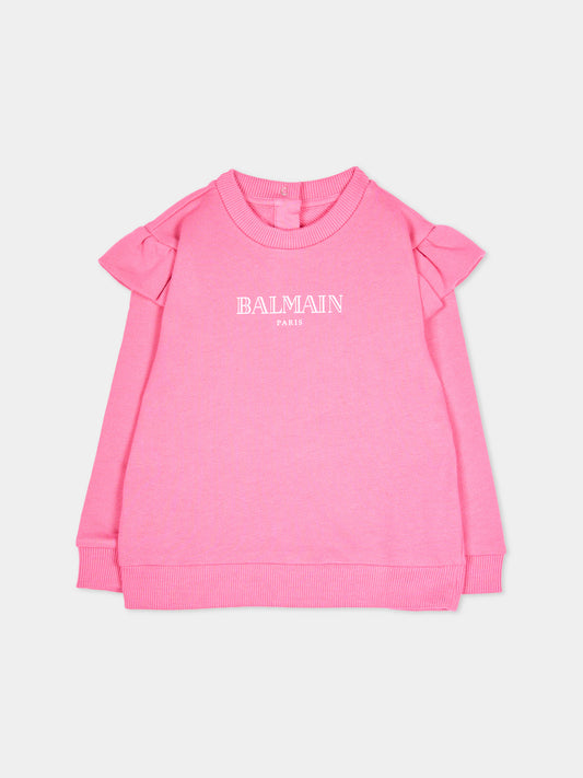 Felpa rosa per neonata con logo