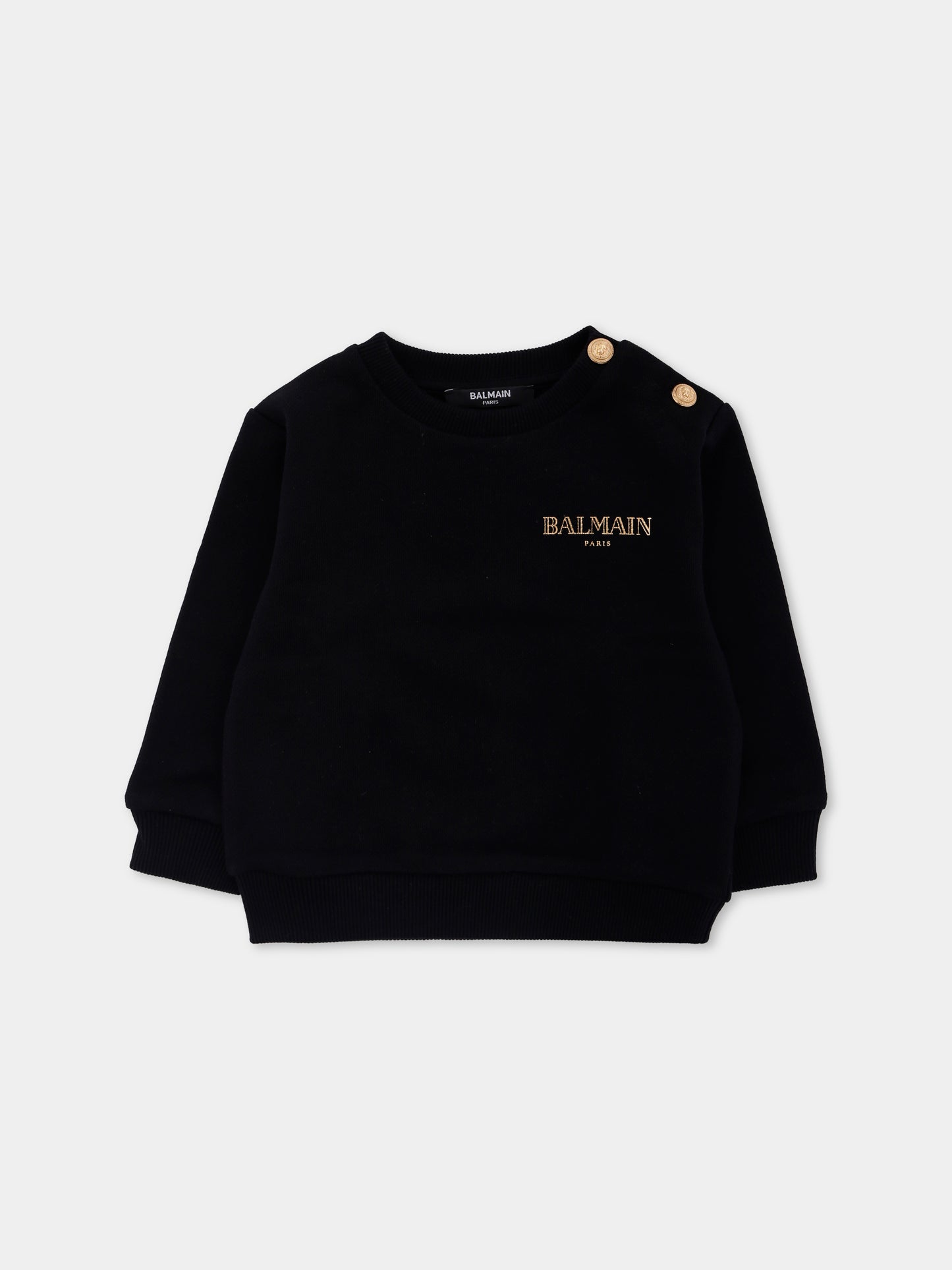 Felpa nera per neonata con logo,Balmain Kids,BX4530-Z3183 930OR