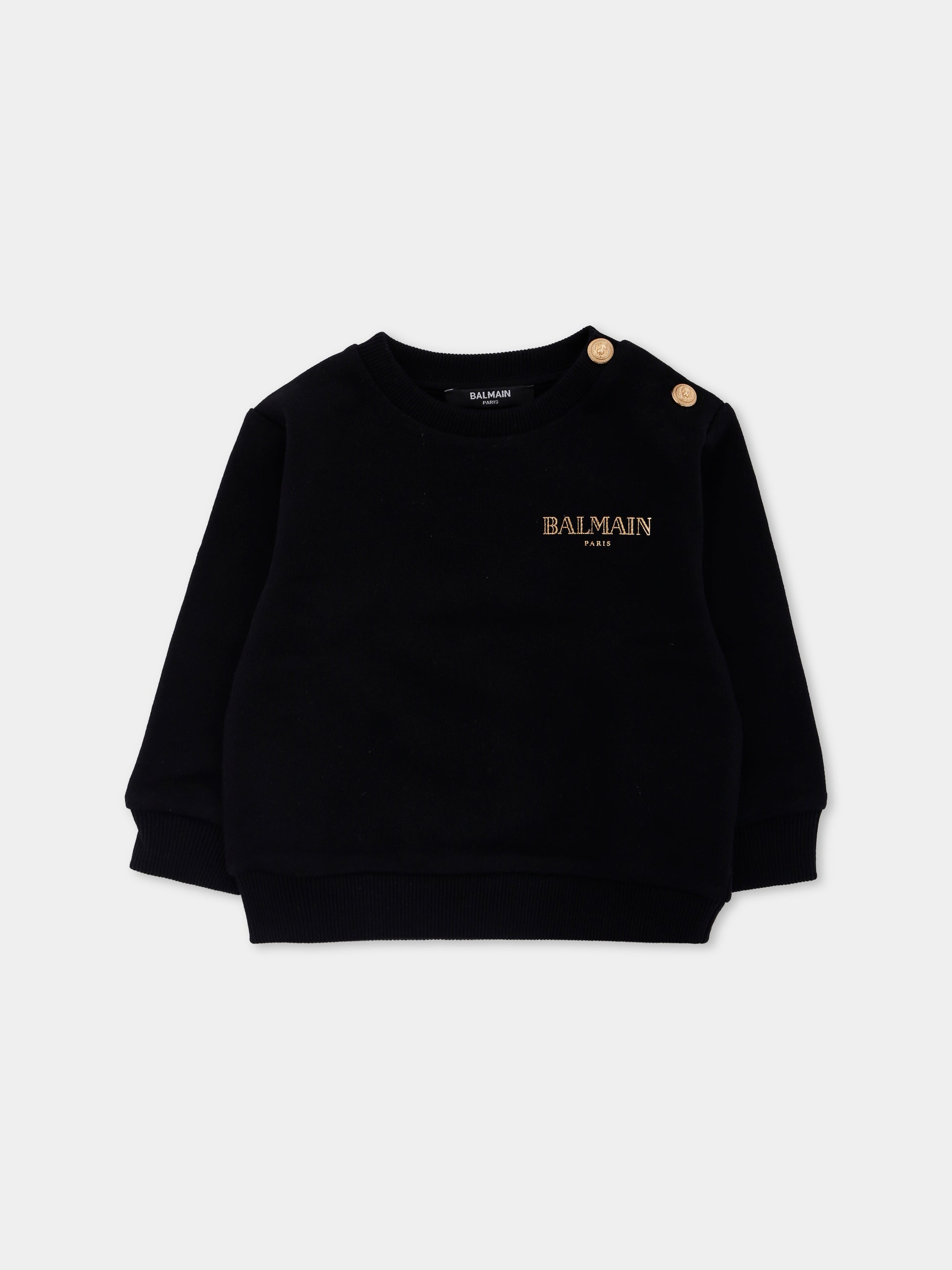 Felpa nera per neonata con logo,Balmain Kids,BX4530-Z3183 930OR