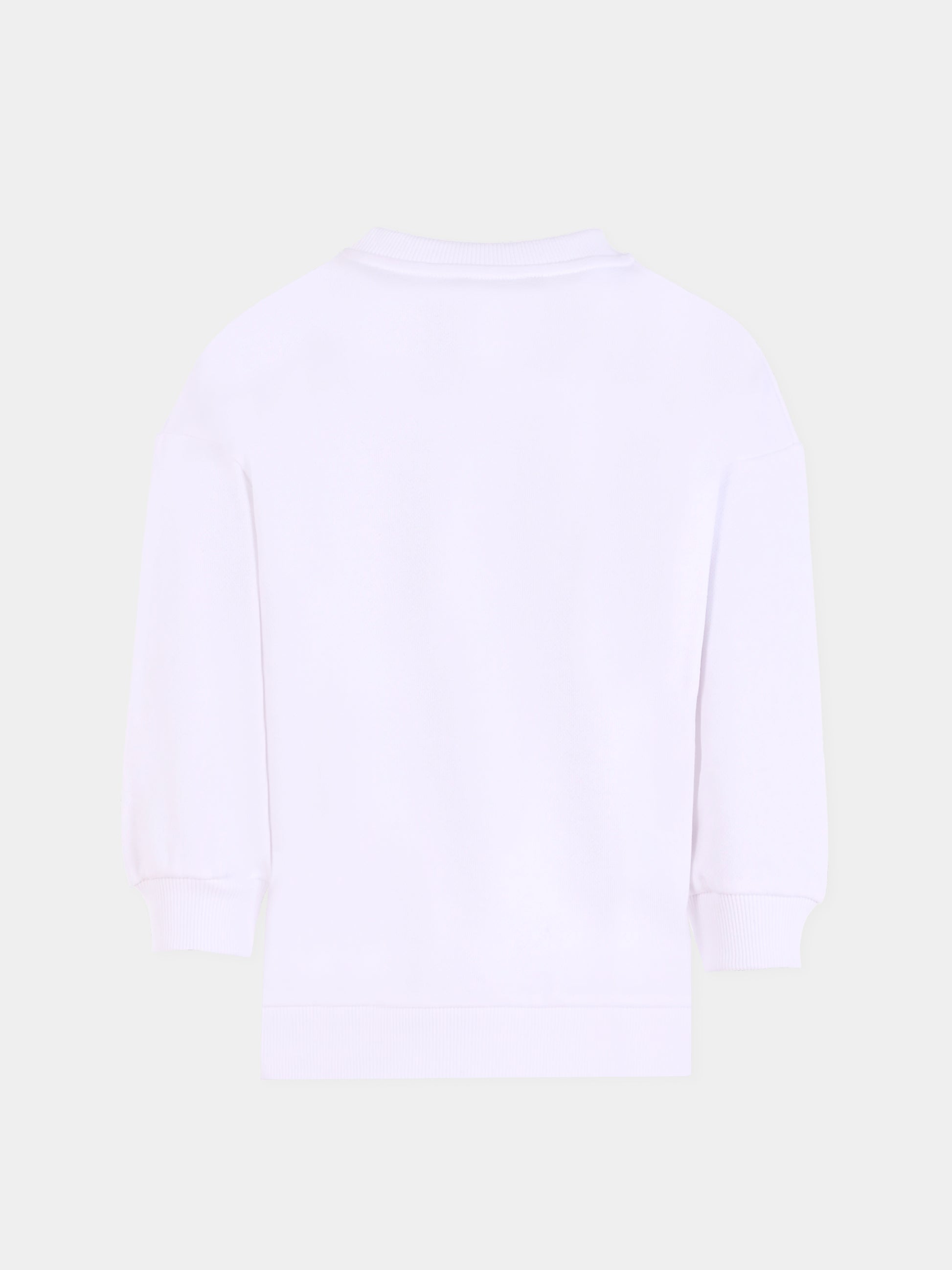 Felpa bianca per bambina con logo di strass,Balmain Kids,BX4A70-Z3183 100MC