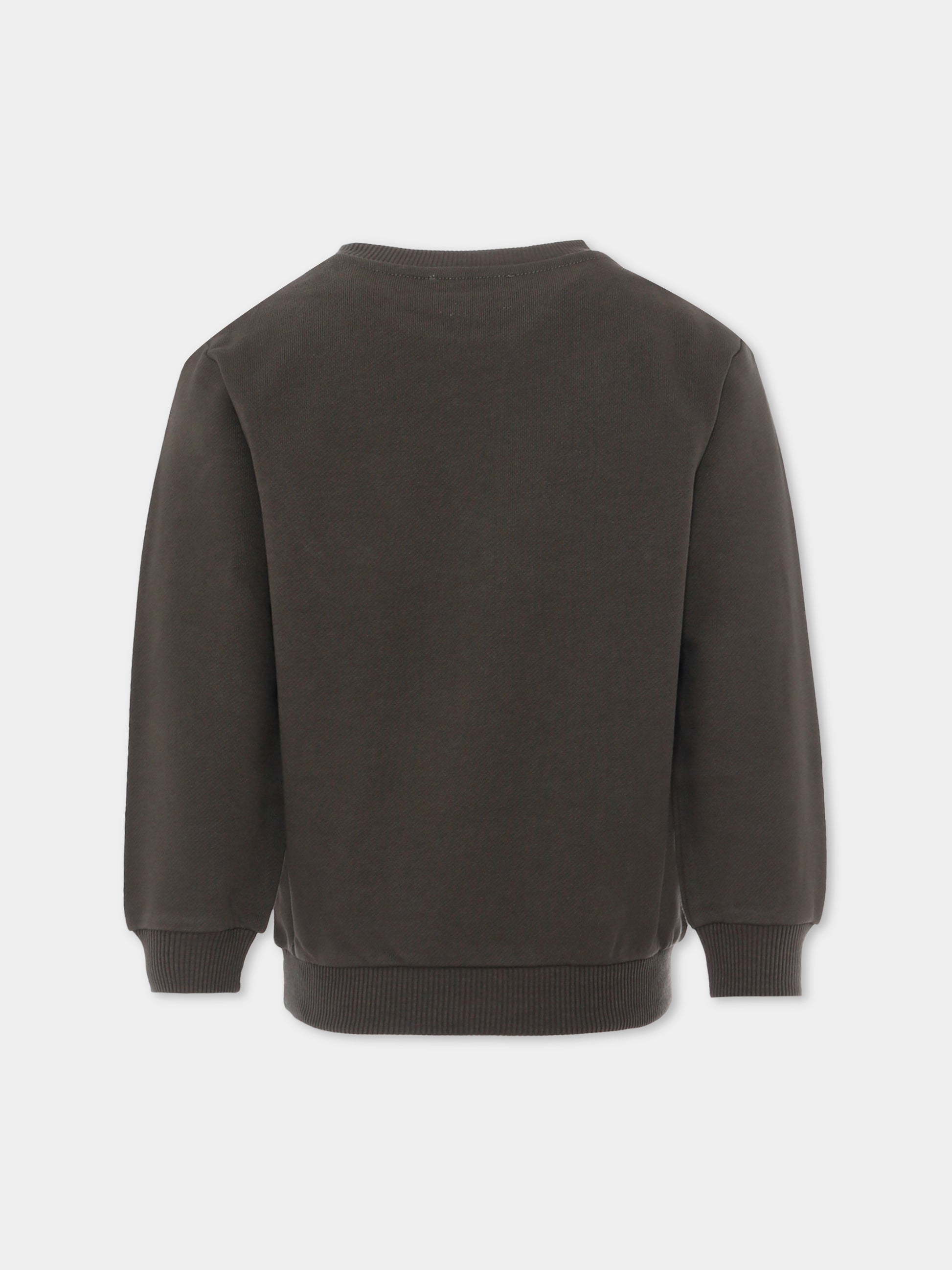 Felpa verde per bambino con logo,Balmain Kids,BX4P30-Z3183 762NE