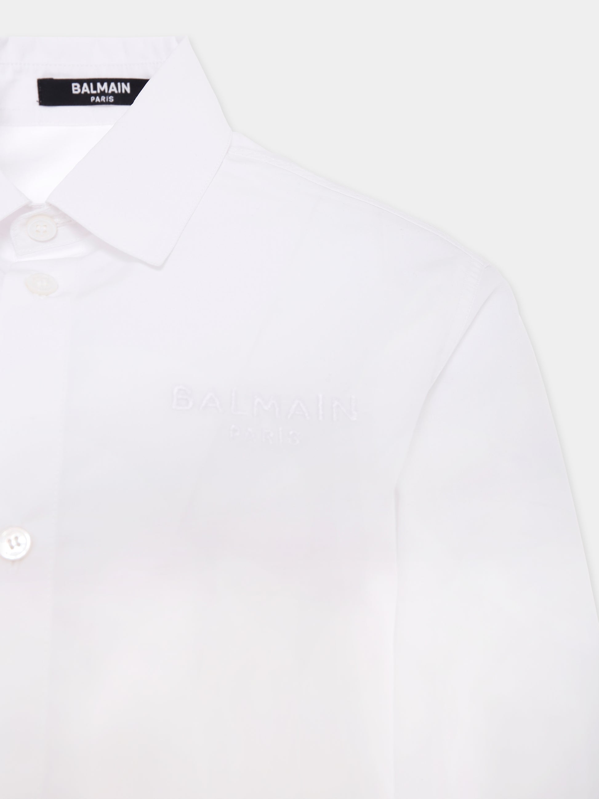Camicia bianca per bambino con logo,Balmain Kids,BX5P00-P0536 100BC