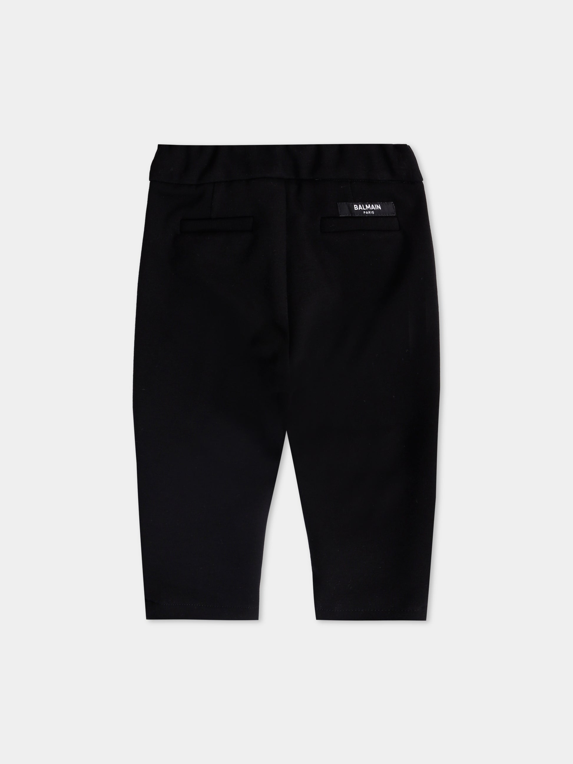 Pantaloni neri per neonato con logo,Balmain Kids,BX6520-J0371 930AG