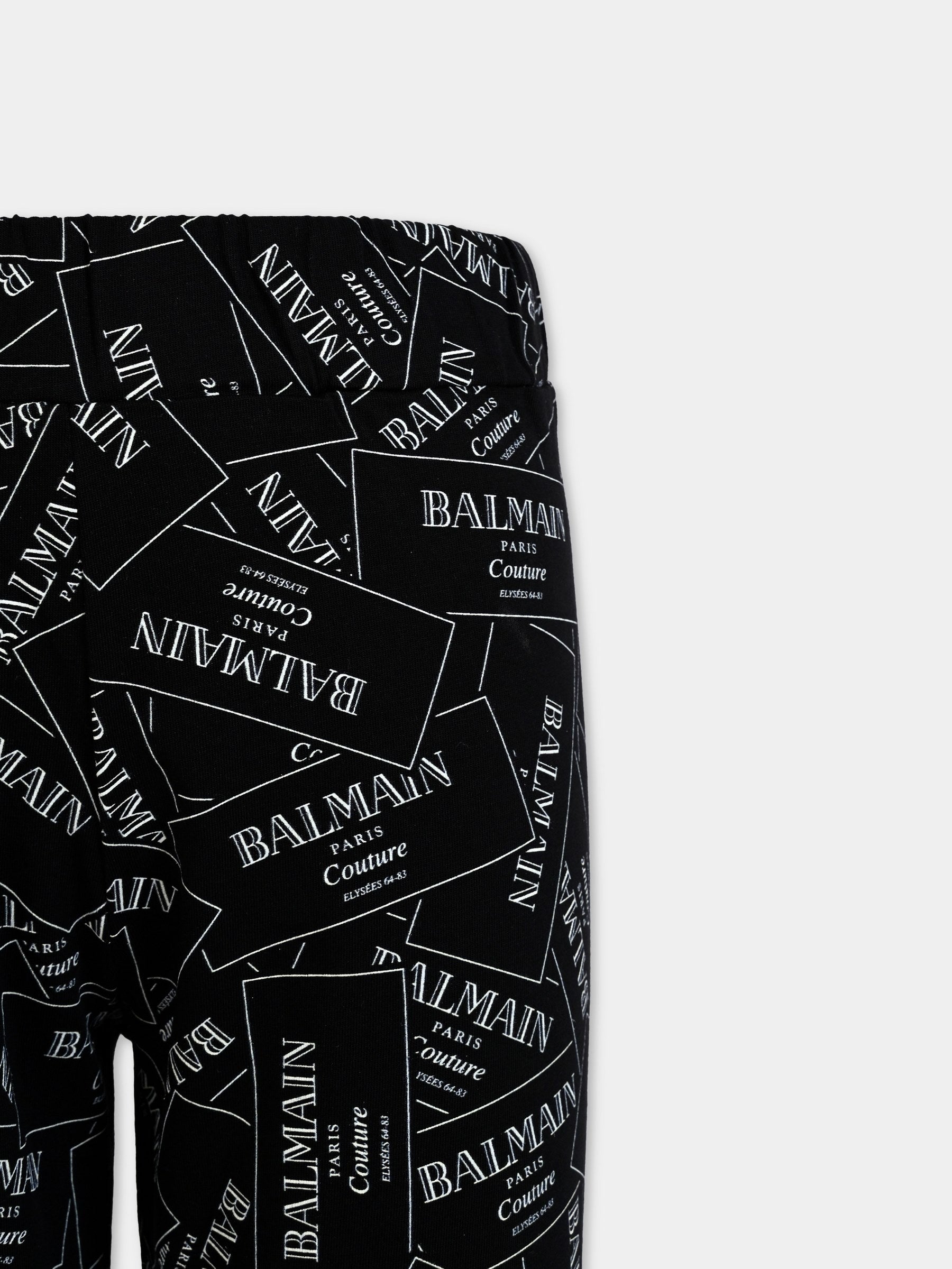 Leggings neri per bambina con logo,Balmain Kids,BX6C00-Z3332 930BC