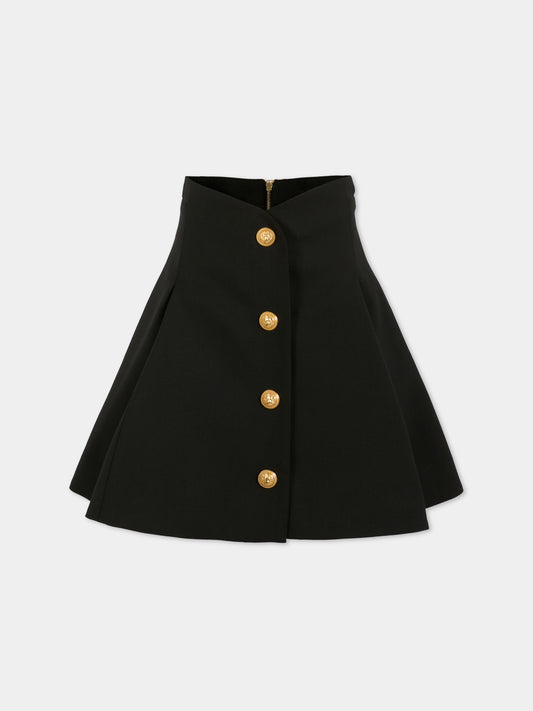 Gonna nera per bambina con bottoni,Balmain Kids,BX7A01-I0196 930OR