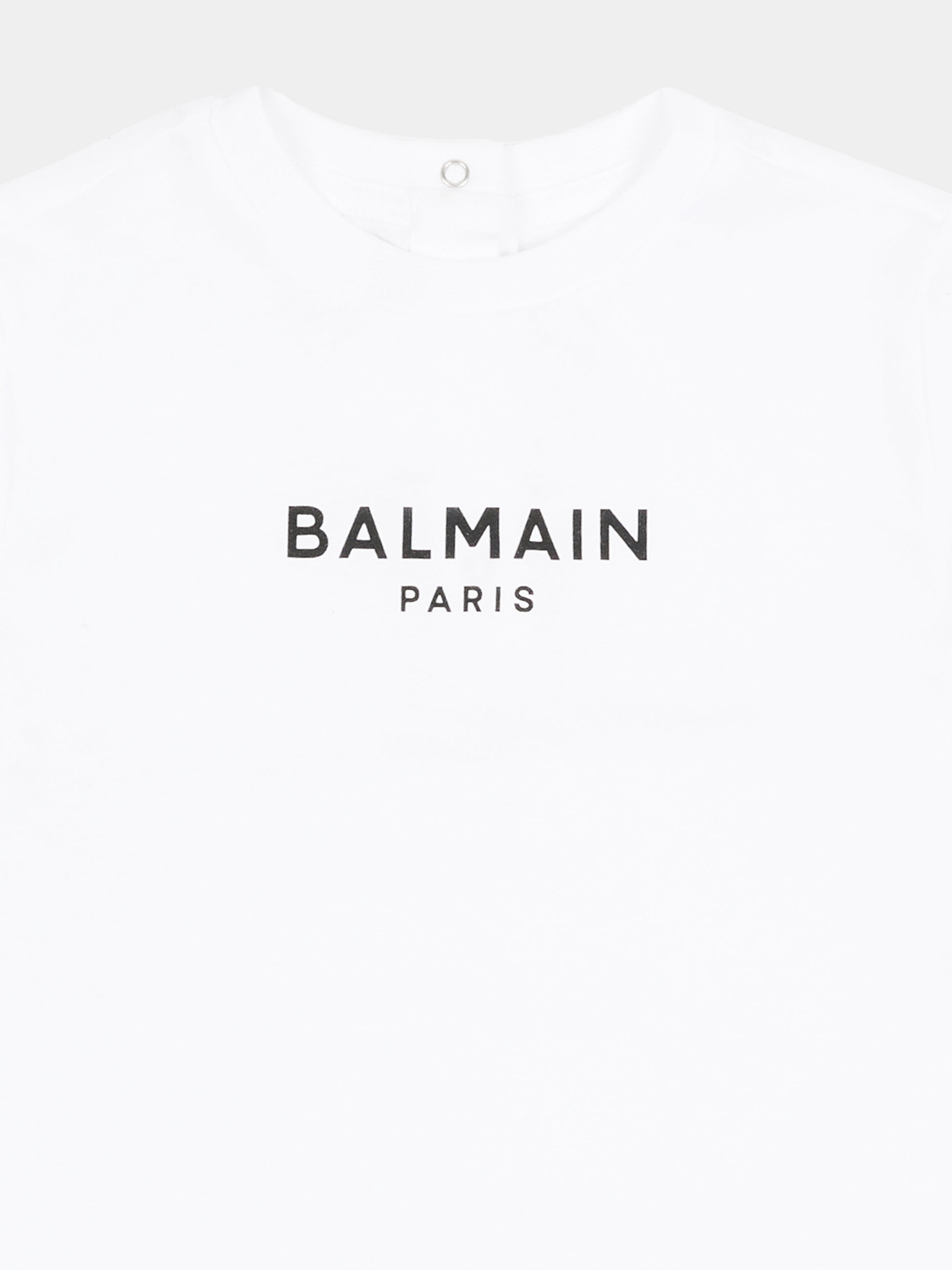 T-shirt bianca per neonati con logo,Balmain Kids,BX8501-Z3186 100NE