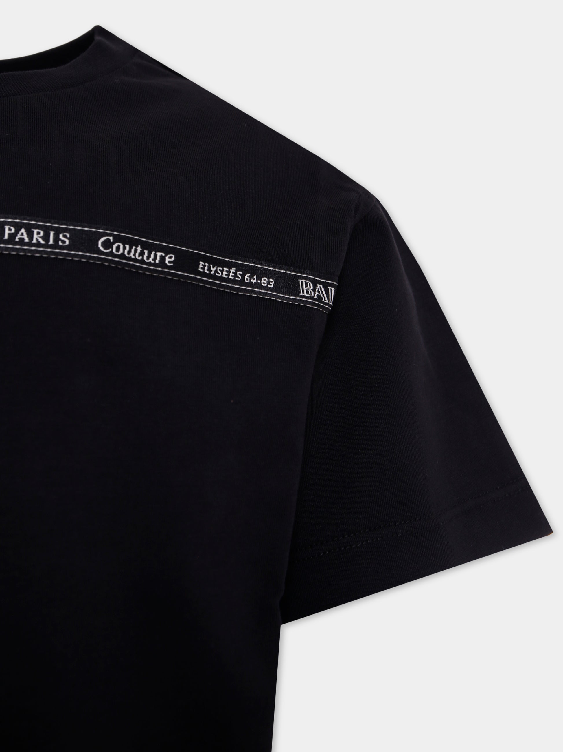 T-shirt nera per bambini con logo,Balmain Kids,BX8P71-Z3186 930NE