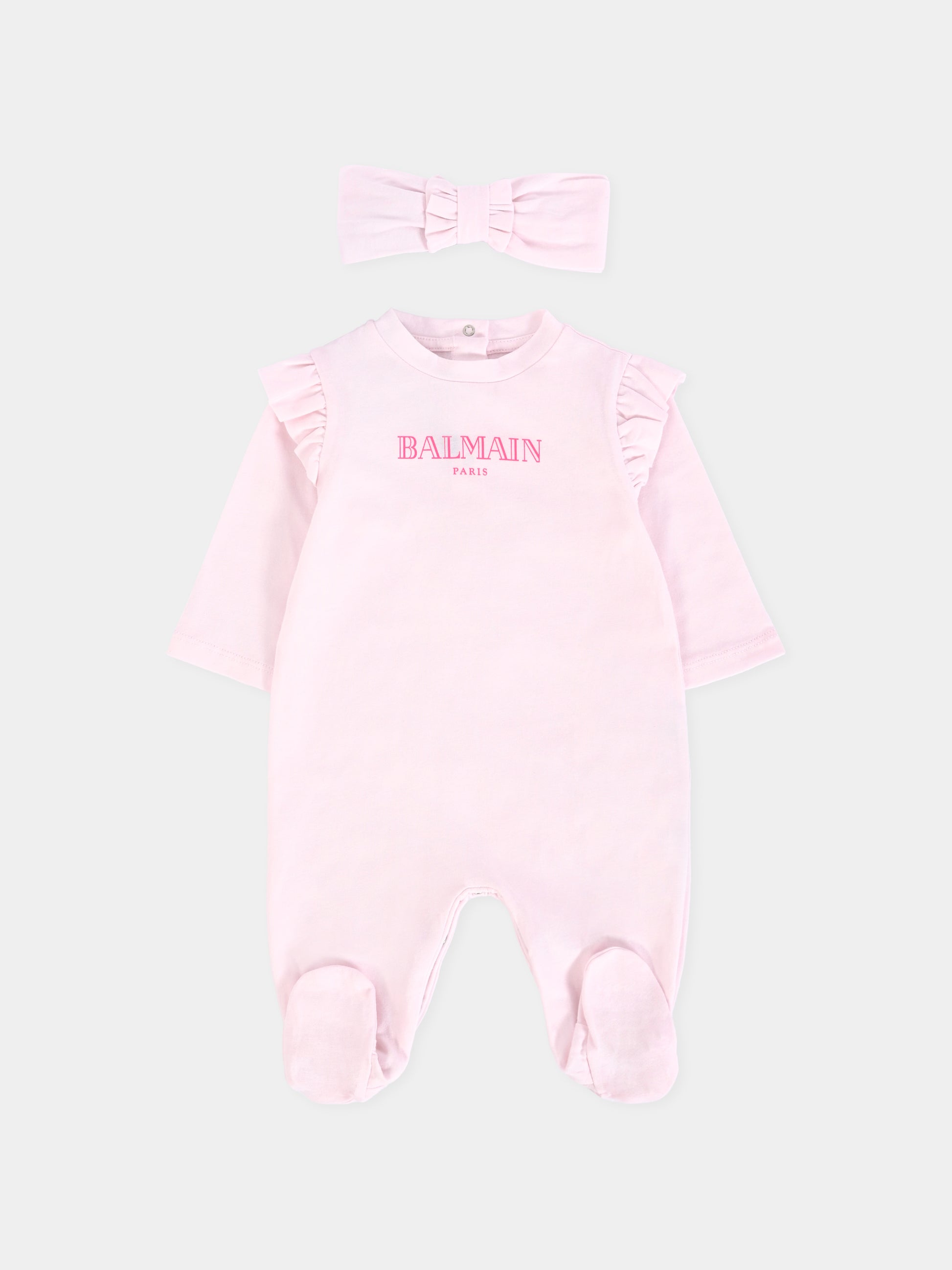 Set tutina rosa per neonata con logo,Balmain Kids,BXB00A-Z3186 500FU