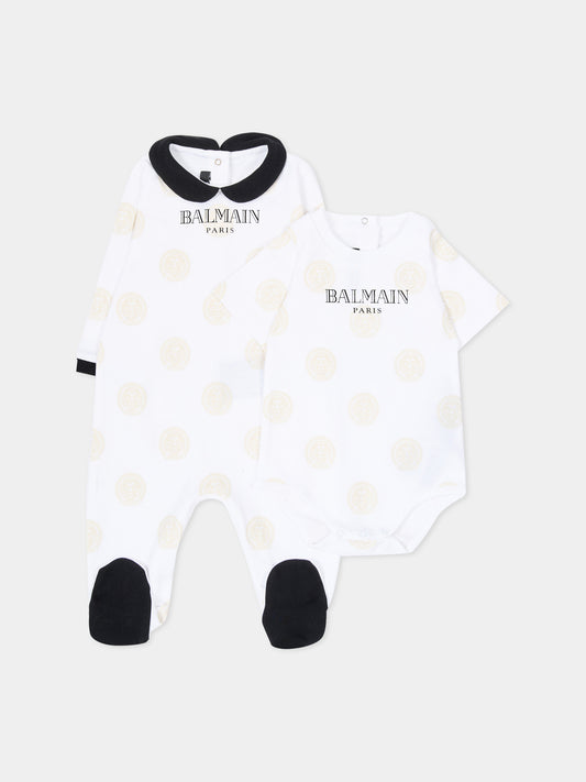 Set tutina bianco per neonati con logo e leone