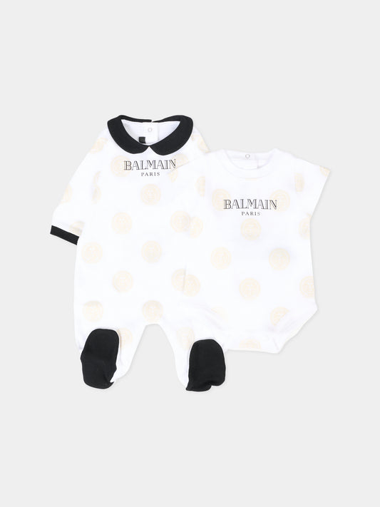 Set tutina bianco per neonati con logo e leone,Balmain Kids,BXB60A-Z3383 100NE