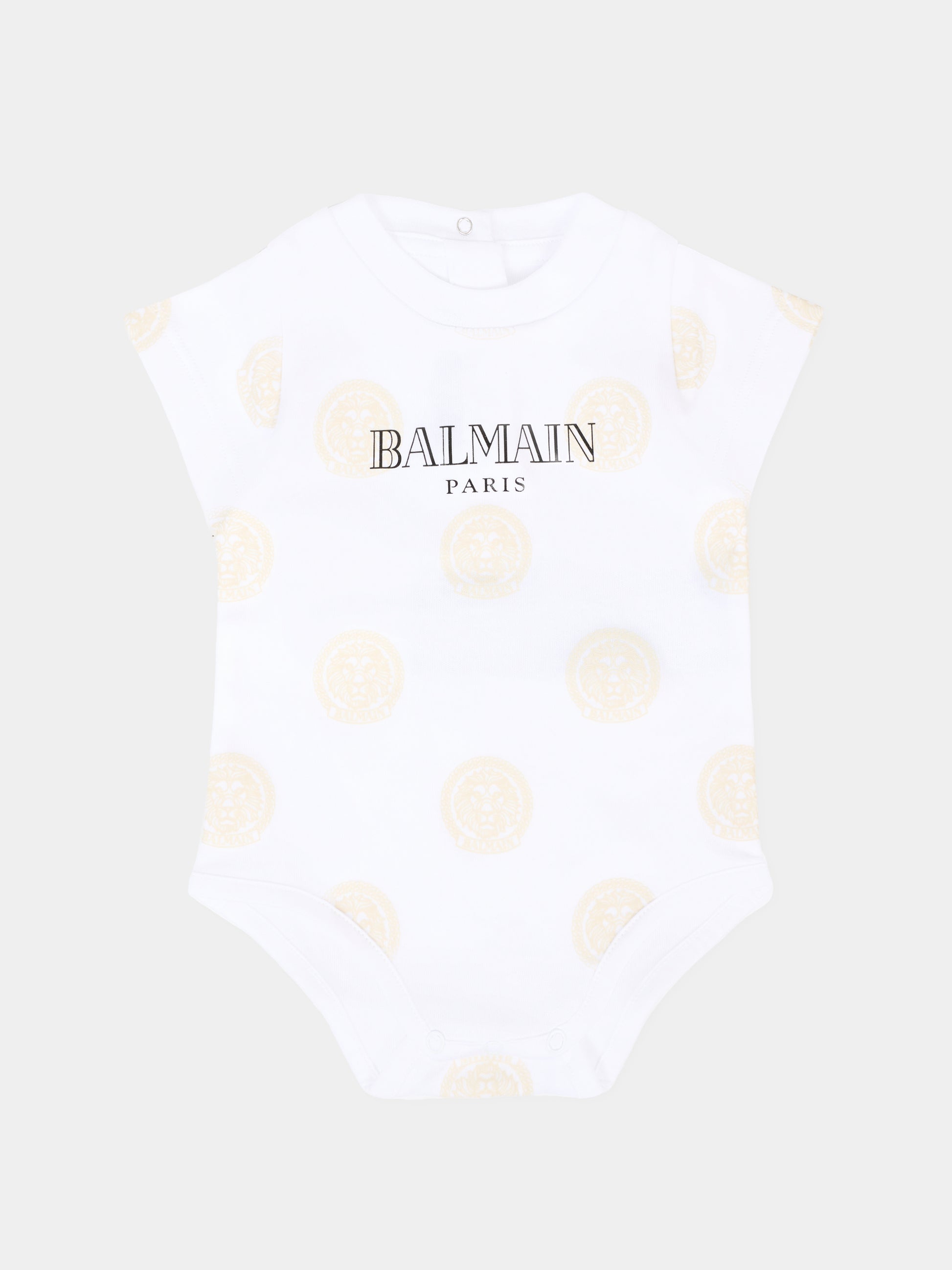 Set tutina bianco per neonati con logo e leone,Balmain Kids,BXB60A-Z3383 100NE
