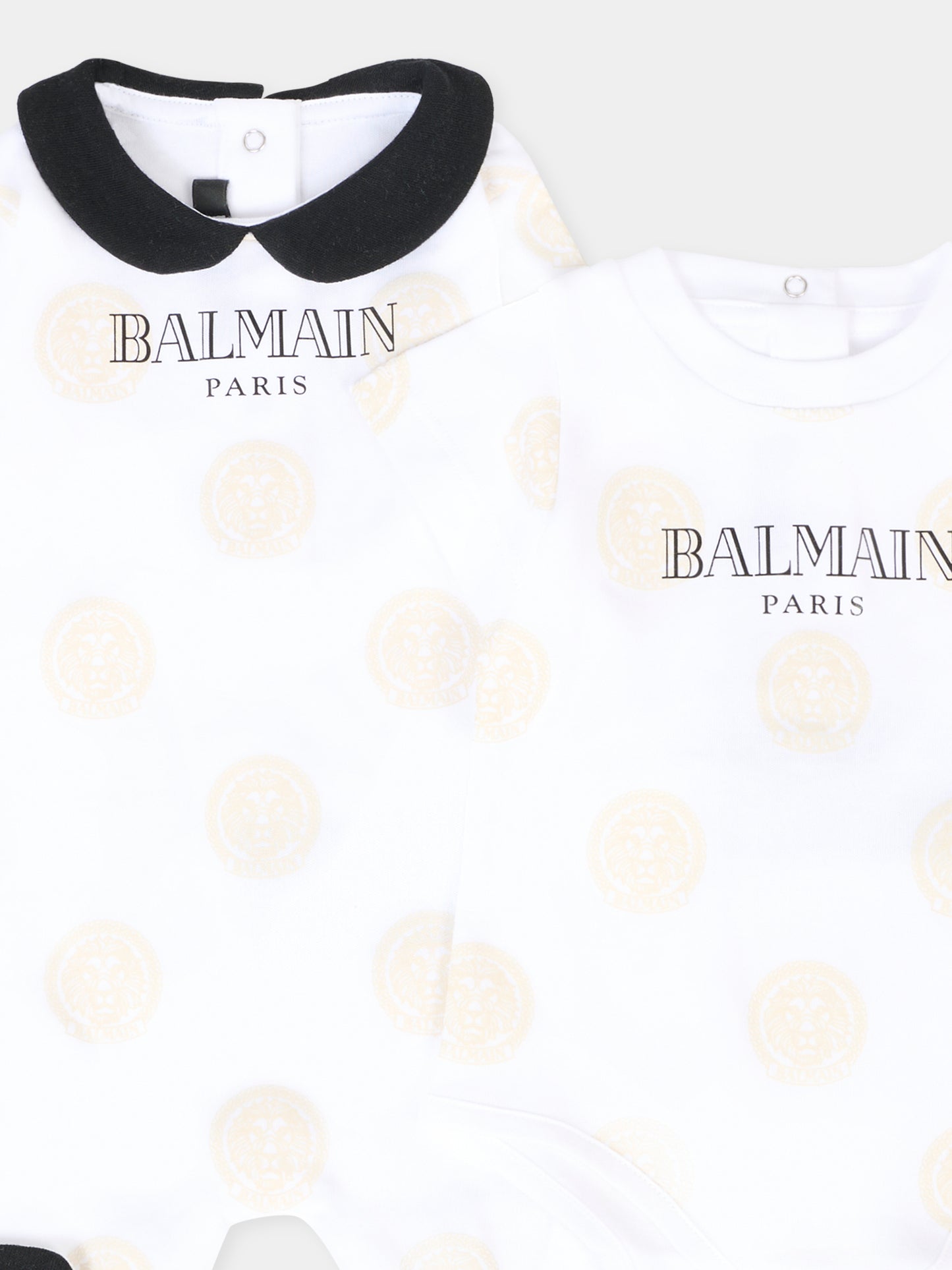 Set tutina bianco per neonati con logo e leone,Balmain Kids,BXB60A-Z3383 100NE