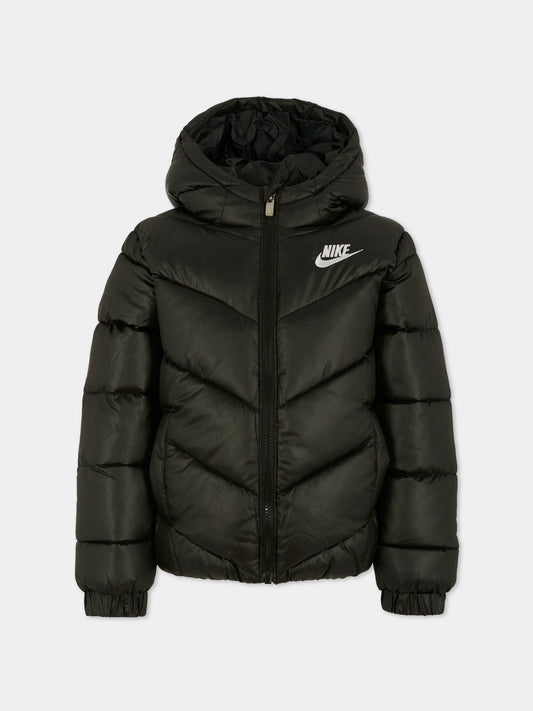 Piumino nero per bambini con logo,Nike,86N074 023