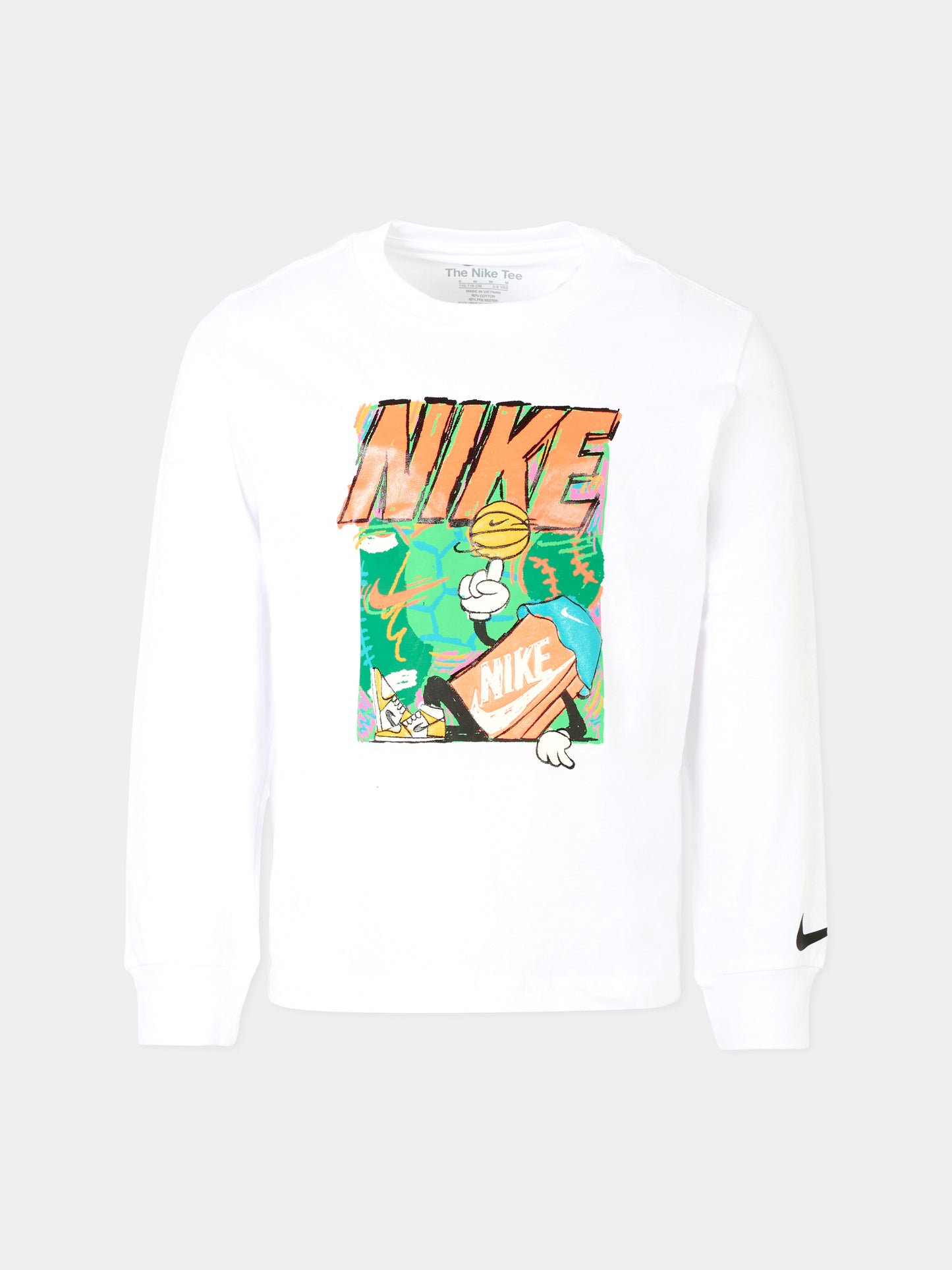 T-shirt bianca per bambino con stampa e logo,Nike,86N322 001