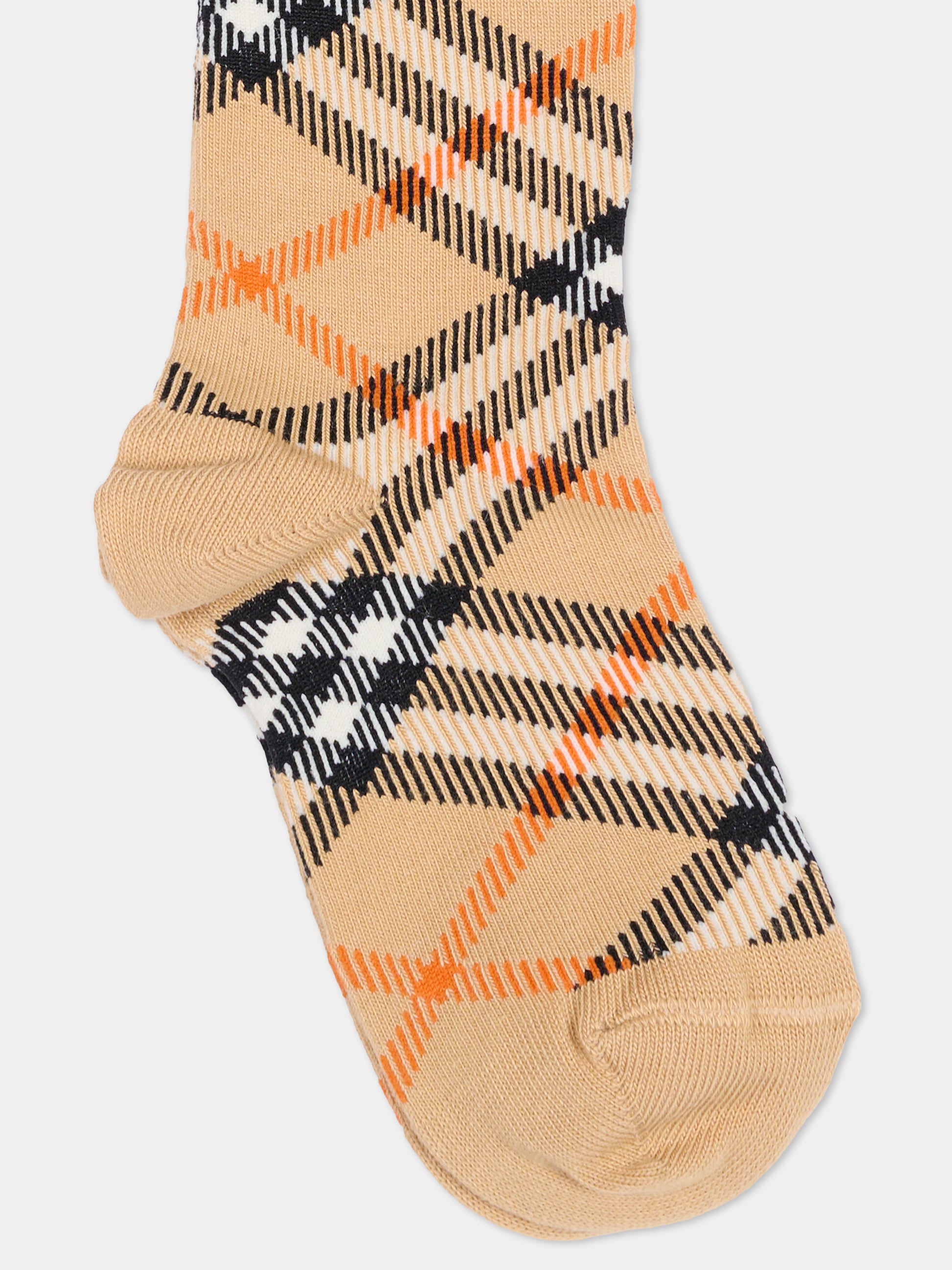 Calzino beige per bambini con check vintage,Burberry Kids,8100428 B9368