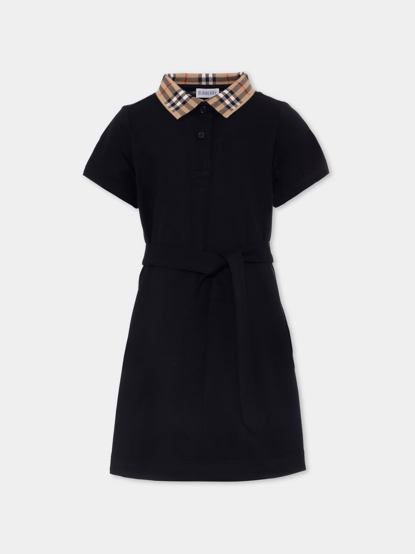 Vestito nero per bambina con check vintage,Burberry Kids,8105585 A1189