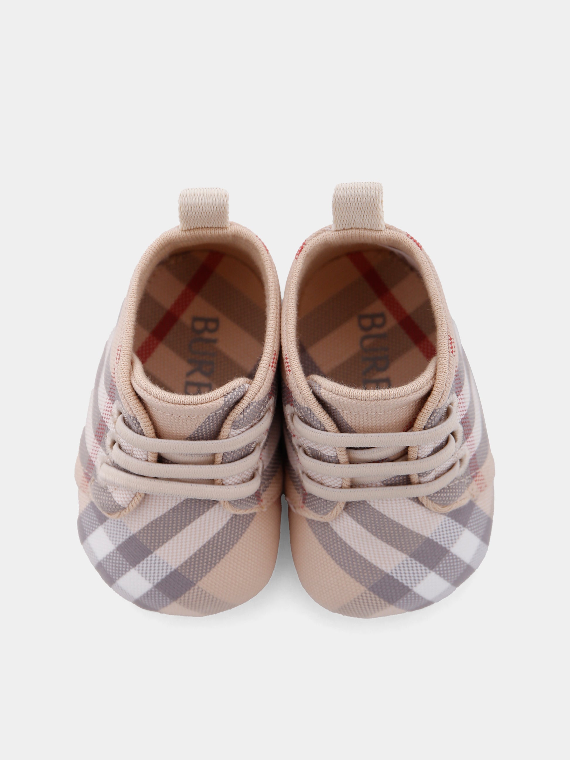 Sneakers beige per neonati con check vintage,Burberry Kids,8108372 A2205
