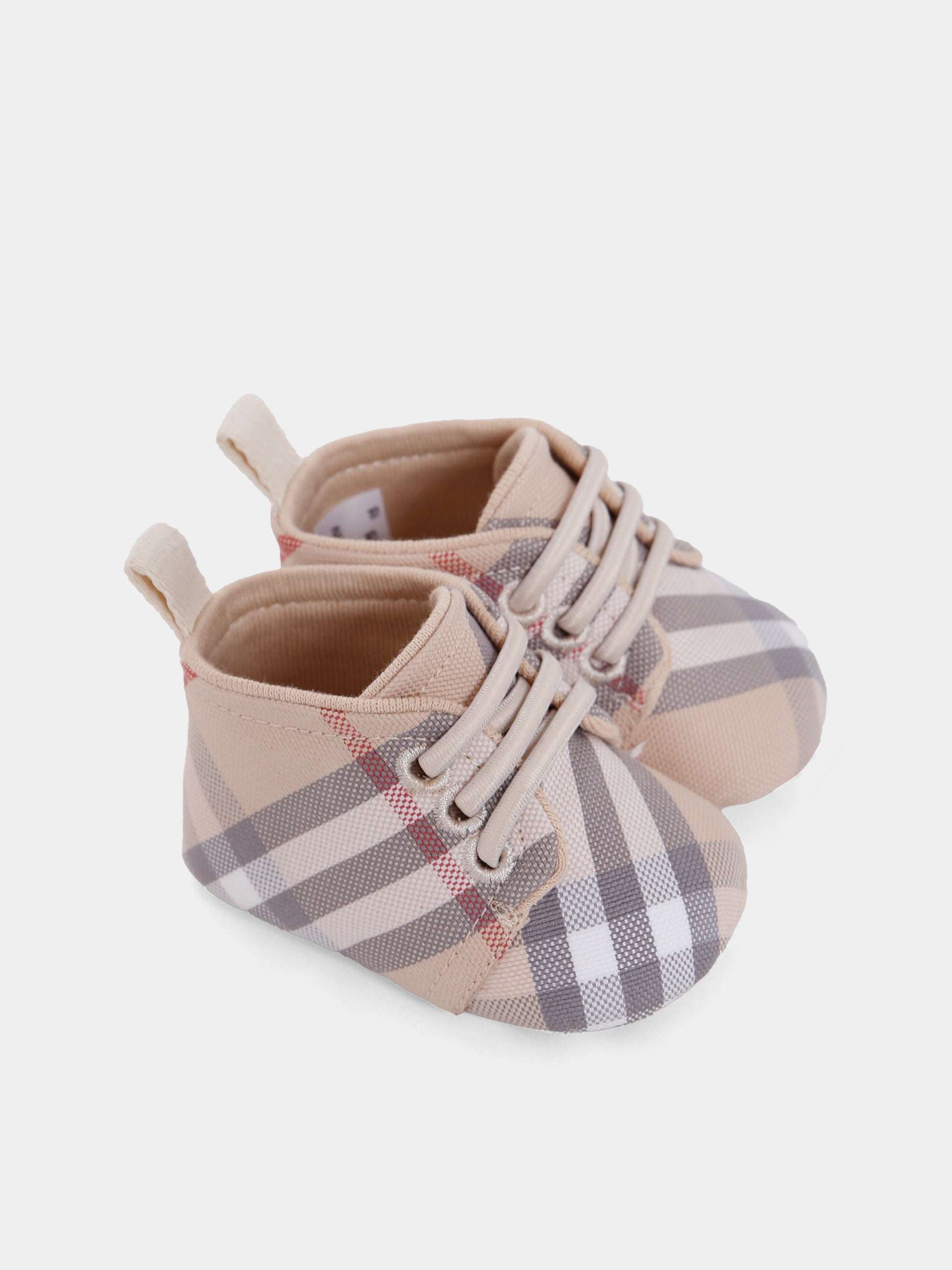 Sneakers beige per neonati con check vintage,Burberry Kids,8108372 A2205