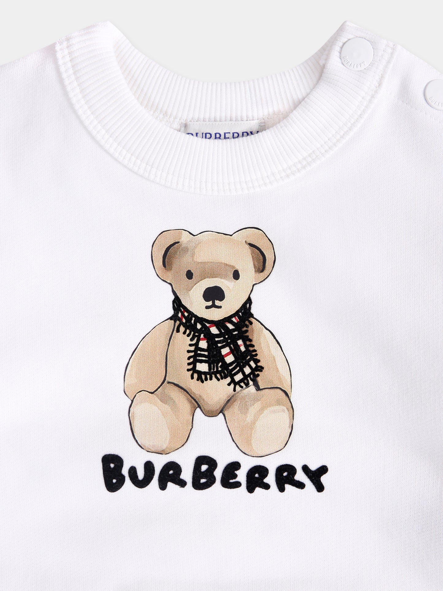 Felpa bianca per neonati con orsetto e logo,Burberry Kids,8108918 A1464
