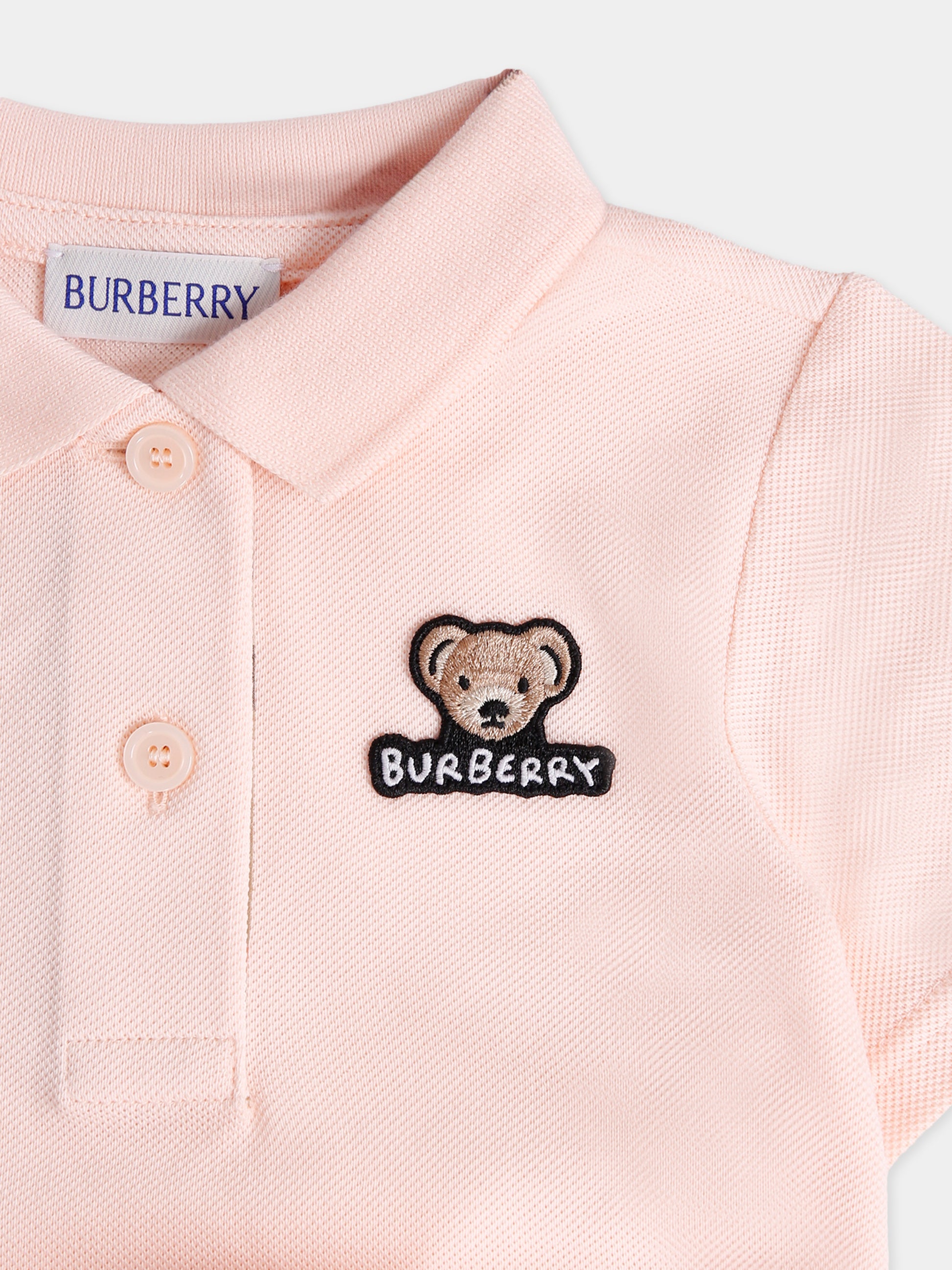 Vestito rosa per neonata con orsetto,Burberry Kids,8112518 A4651