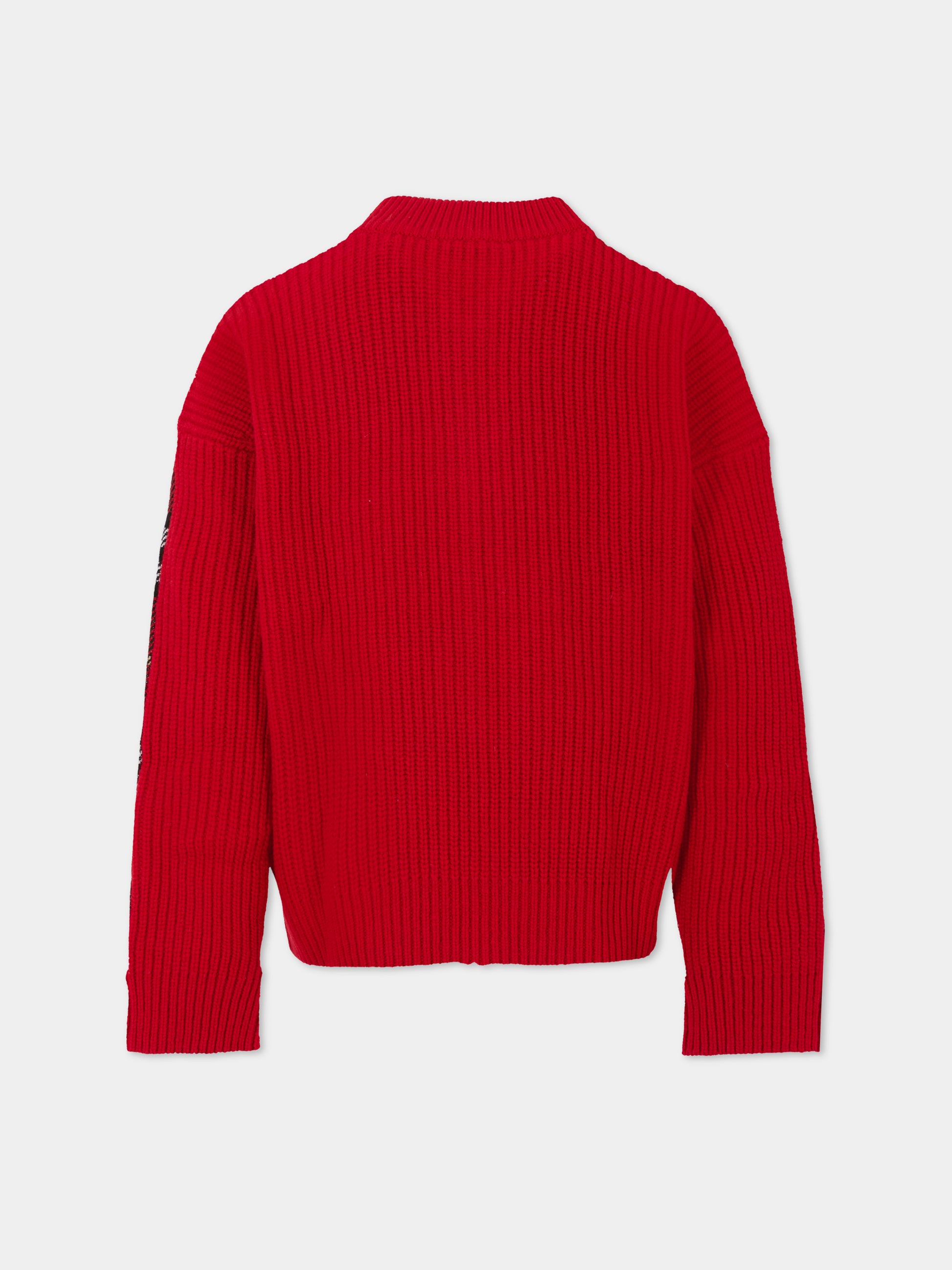 Maglione rosso per bambini con motivo tartan,Burberry Kids,8109461 C2960