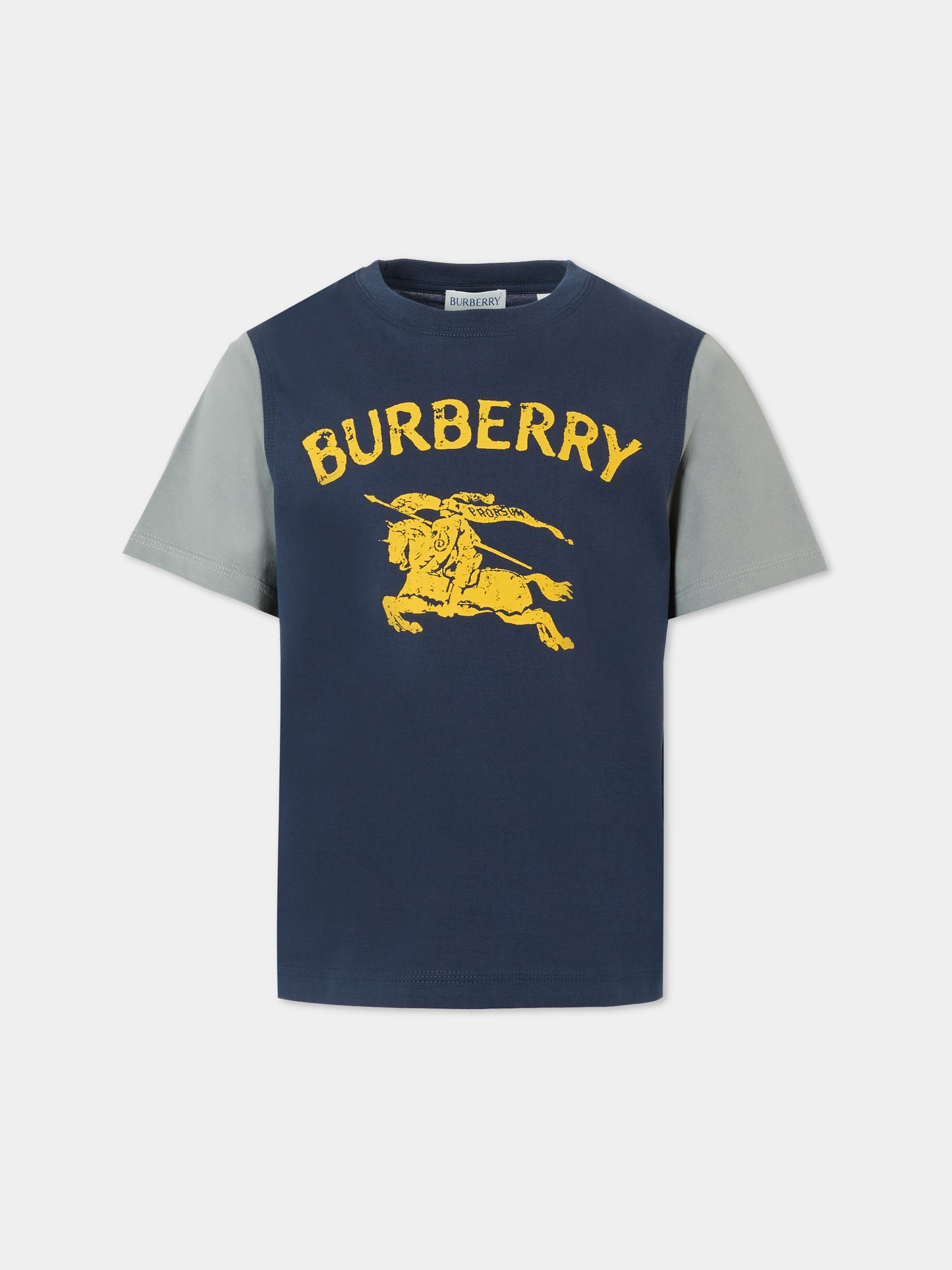 T-shirt blu per bambini con cavaliere equestre,Burberry Kids,8108461 C1172