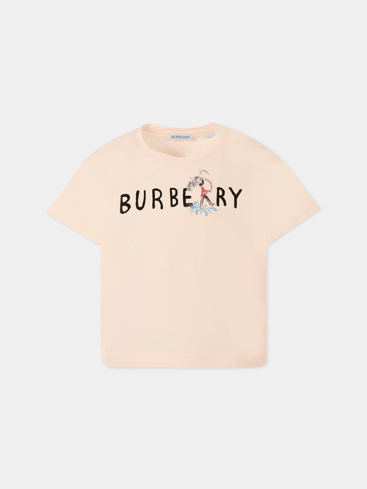T-shirt rosa per bambina con logo e soldatino,Burberry Kids,8110642 A4651