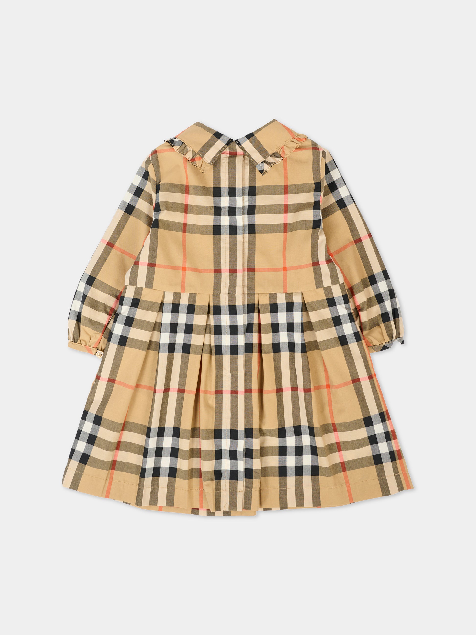 Vestito beige per neonata con check vintage,Burberry Kids,8112625 B9368