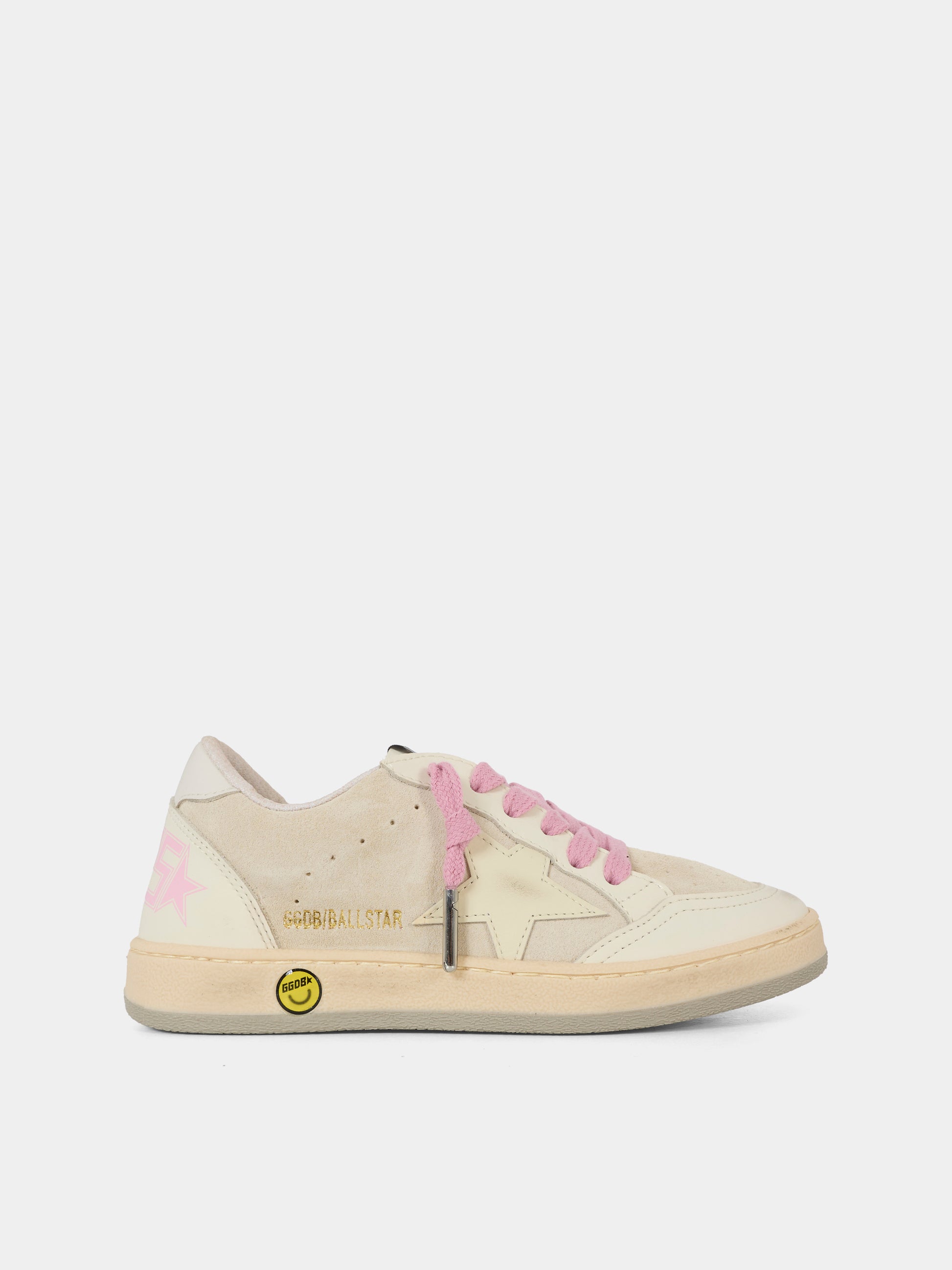 Sneakers Ball Star grigie per bambina con logo e stella,Golden Goose,GJF00439 F007308 15763