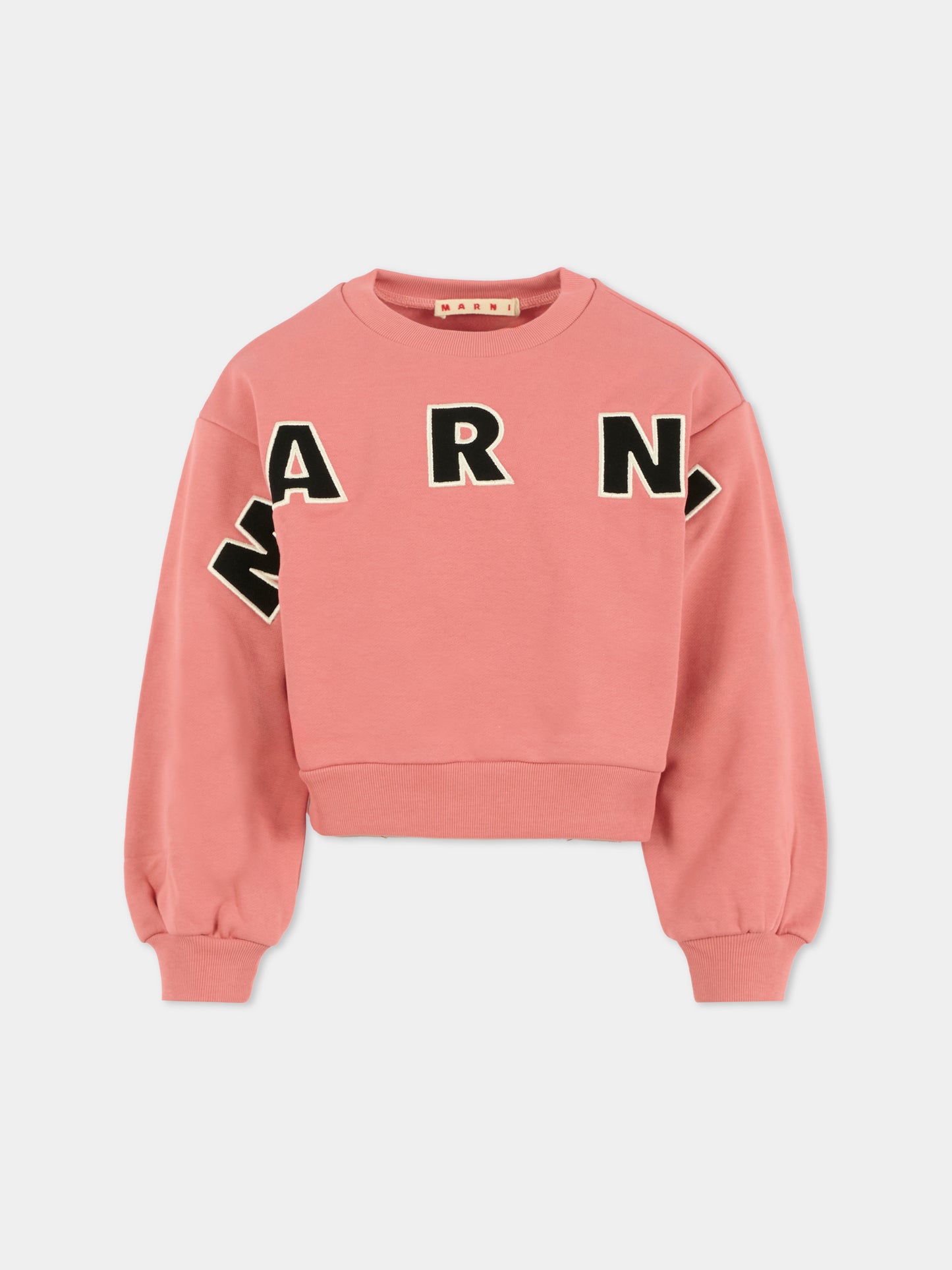 Felpa crop rosa per bambina con logo,Marni Kids,M01193 M00V0 0M350