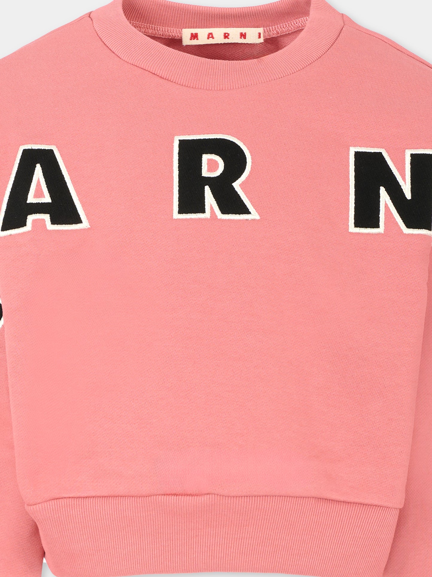 Felpa crop rosa per bambina con logo,Marni Kids,M01193 M00V0 0M350