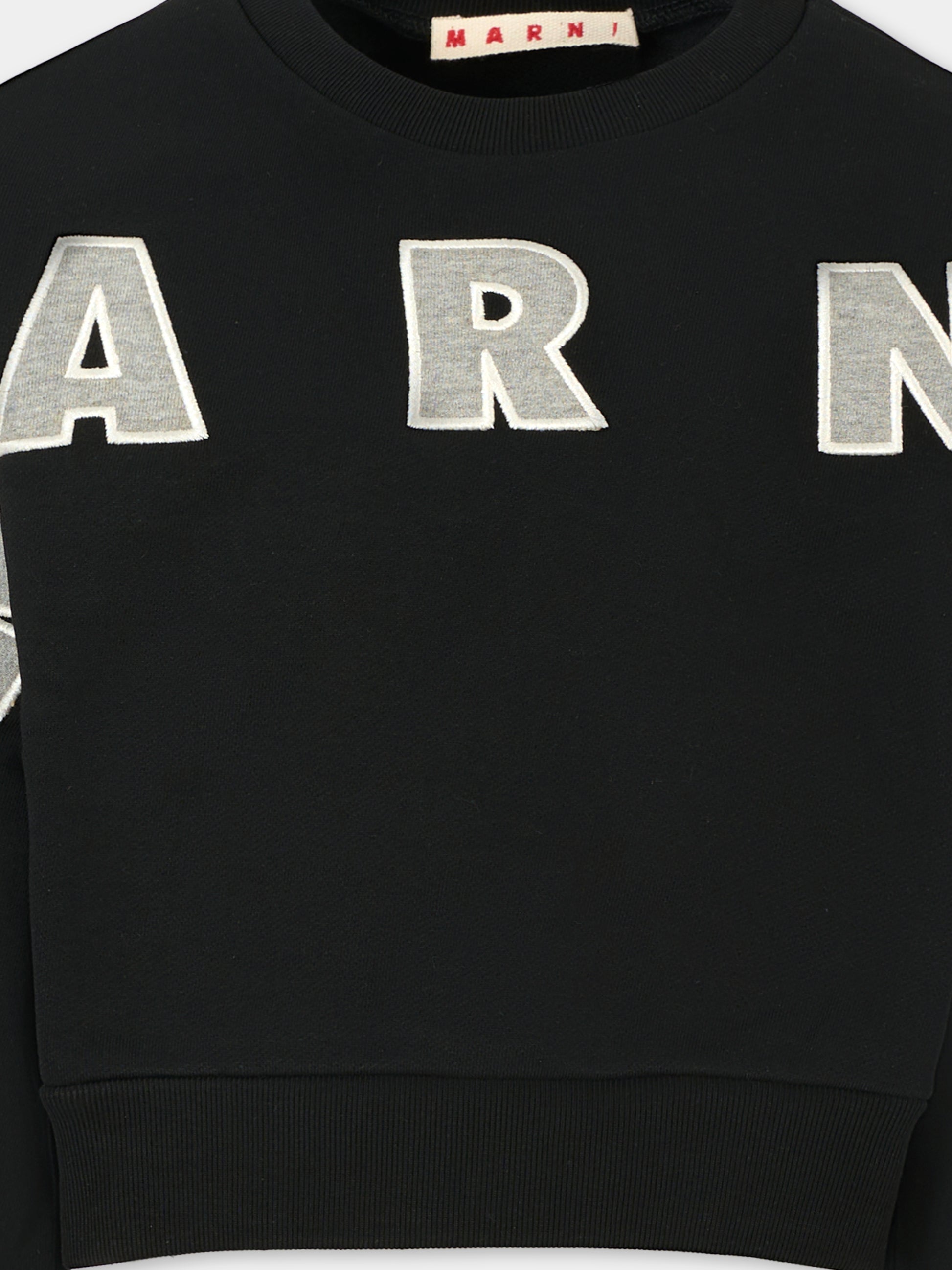 Felpa crop nera per bambina con logo,Marni Kids,M01193 M00V0 0M90D