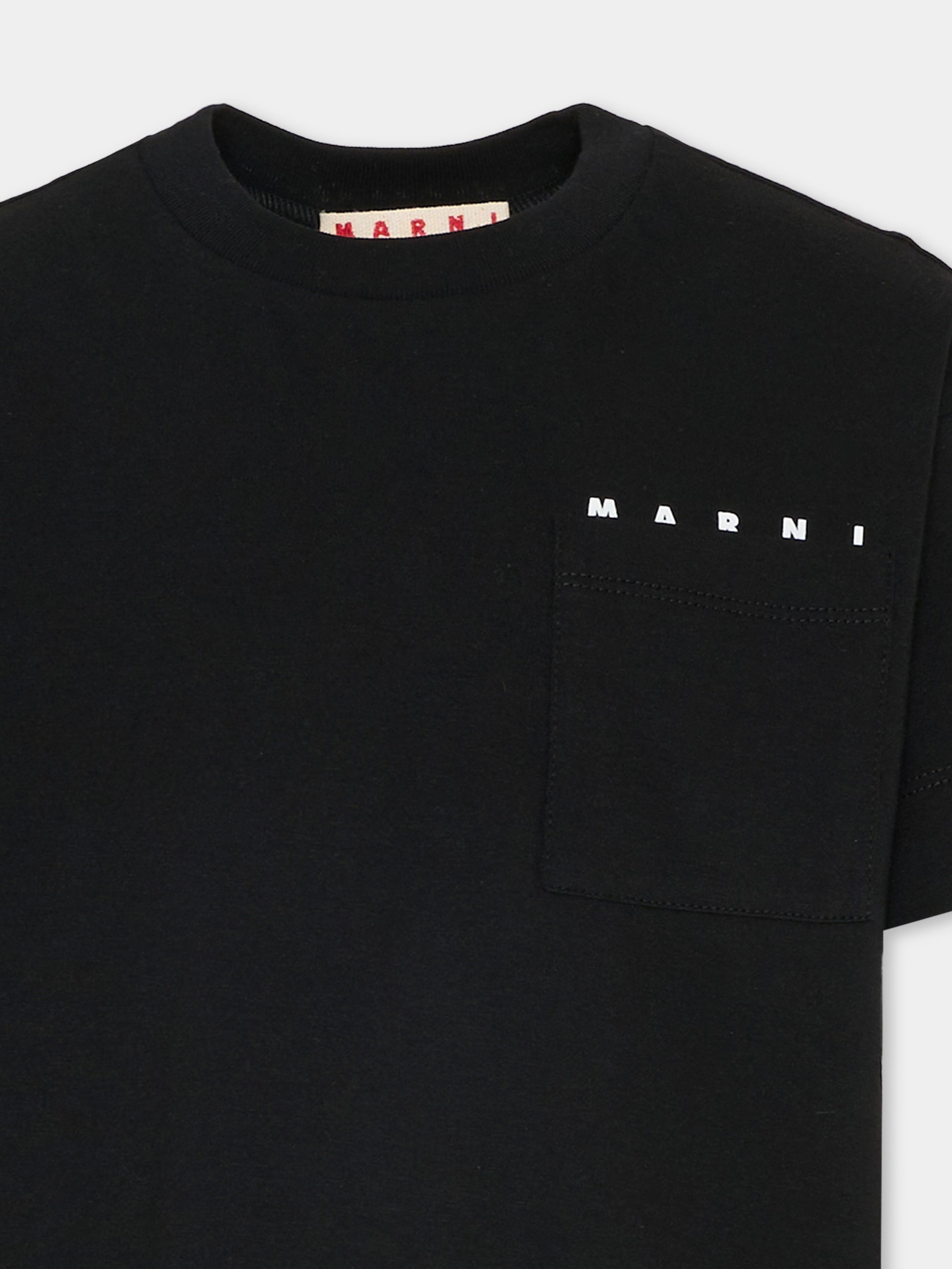 T-shirt nera per bambini con logo,Marni Kids,M01415 M00RF 0M900