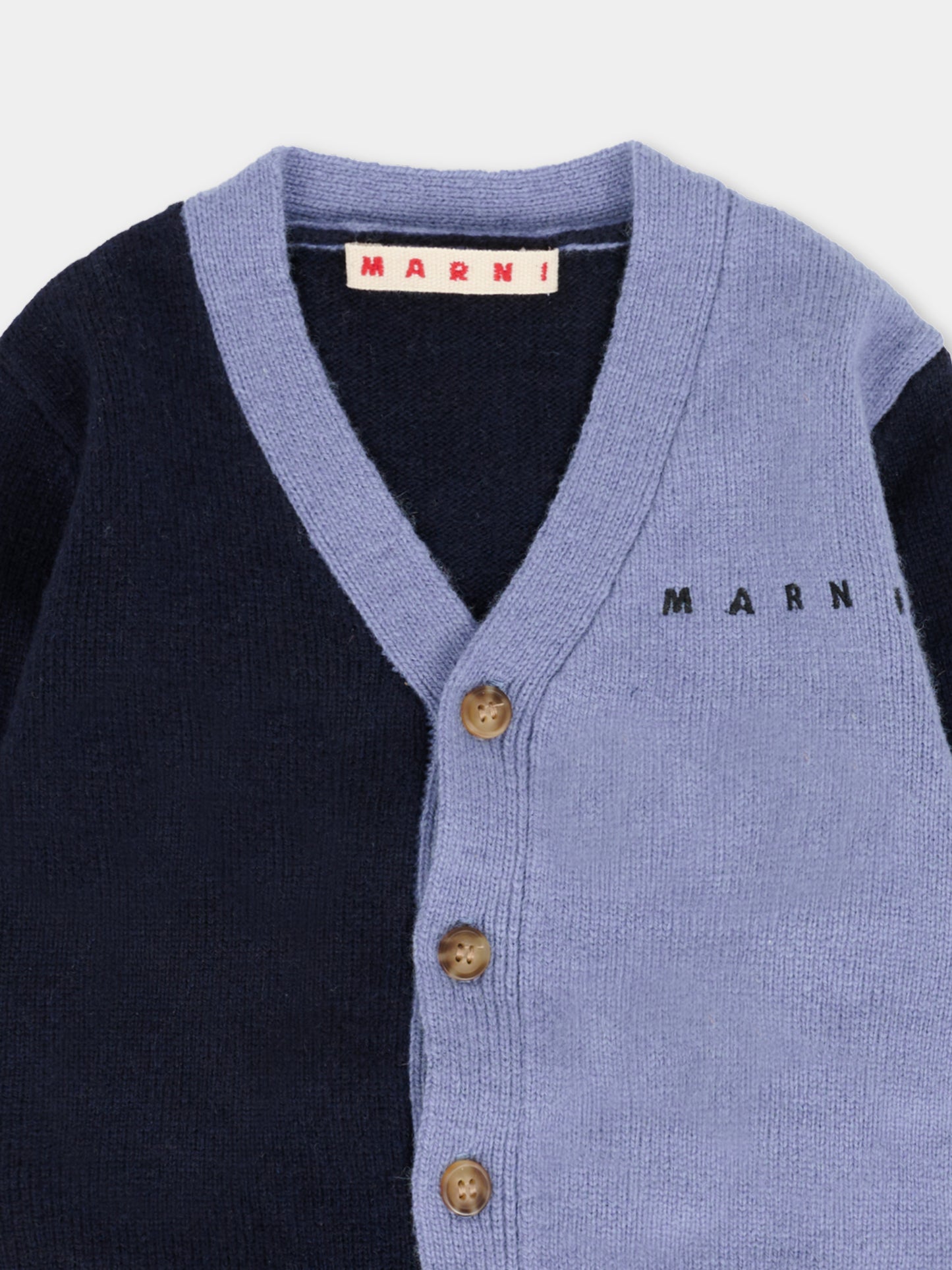 Cardigan blu per neonato con logo,Marni Kids,M01518 M00W8 0M857