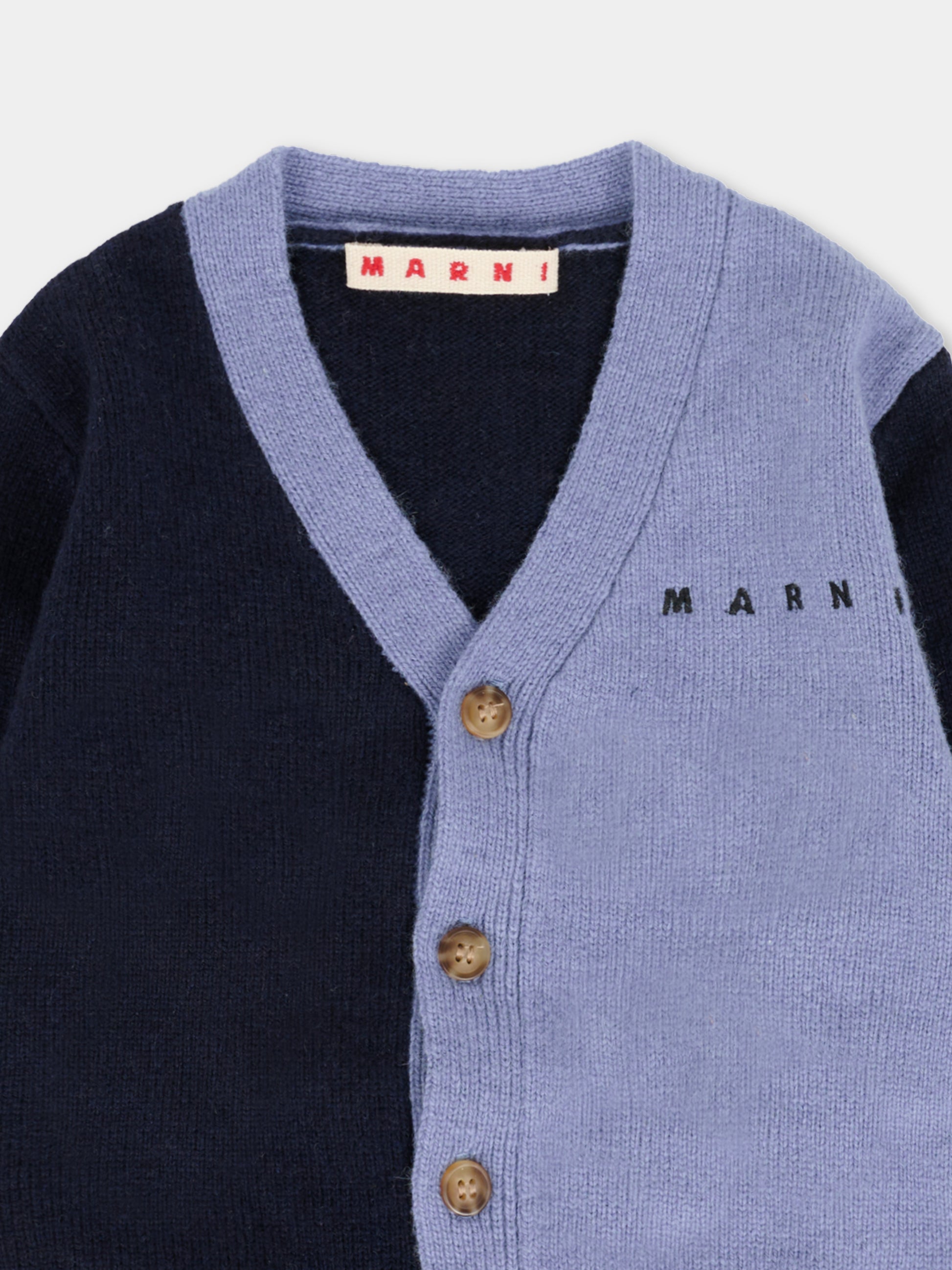 Cardigan blu per neonato con logo,Marni Kids,M01518 M00W8 0M857