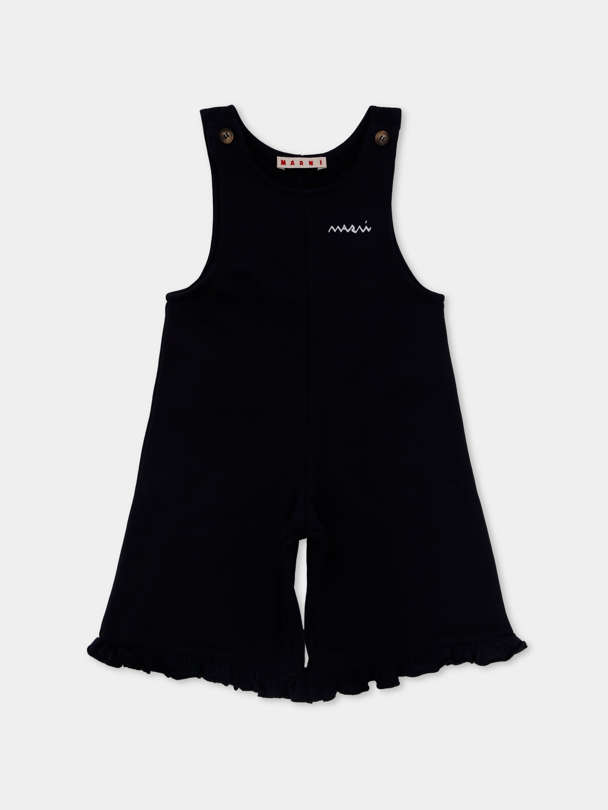 Salopette blu per neonata con logo,Marni Kids,M01524 M00V0 0M857