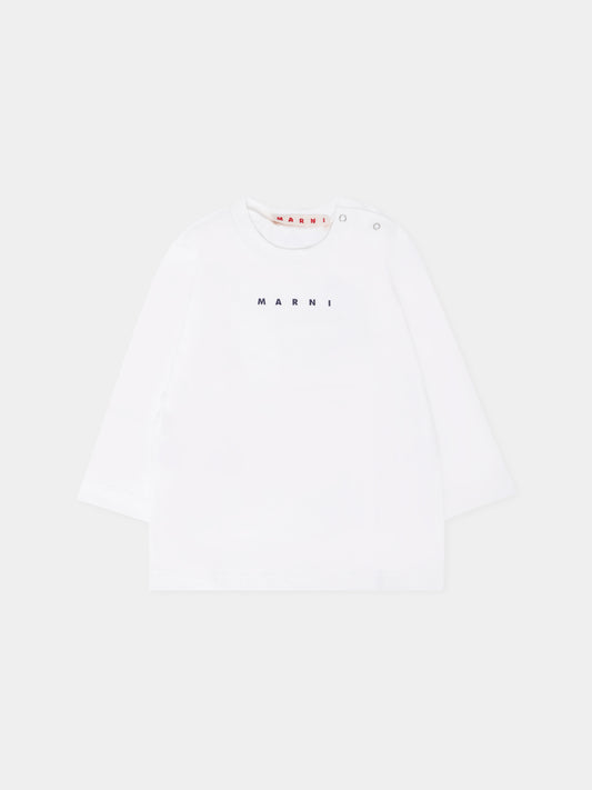 T-shirt bianca per neonati con logo,Marni Kids,M01529 M00RF 0M114