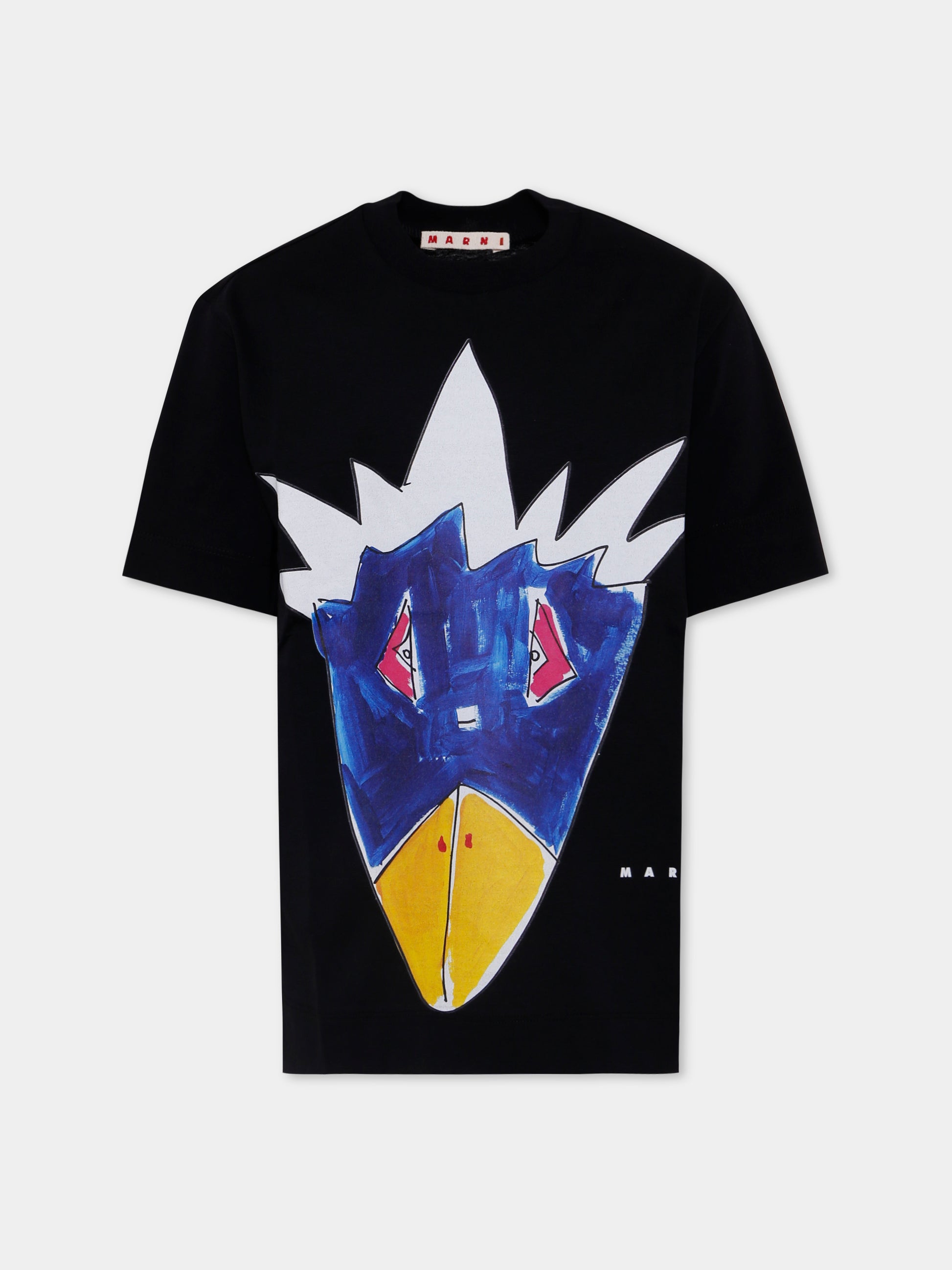 T-shirt nera per bambino con stampa jungle,Marni Kids,M01569 M00RF 0M900