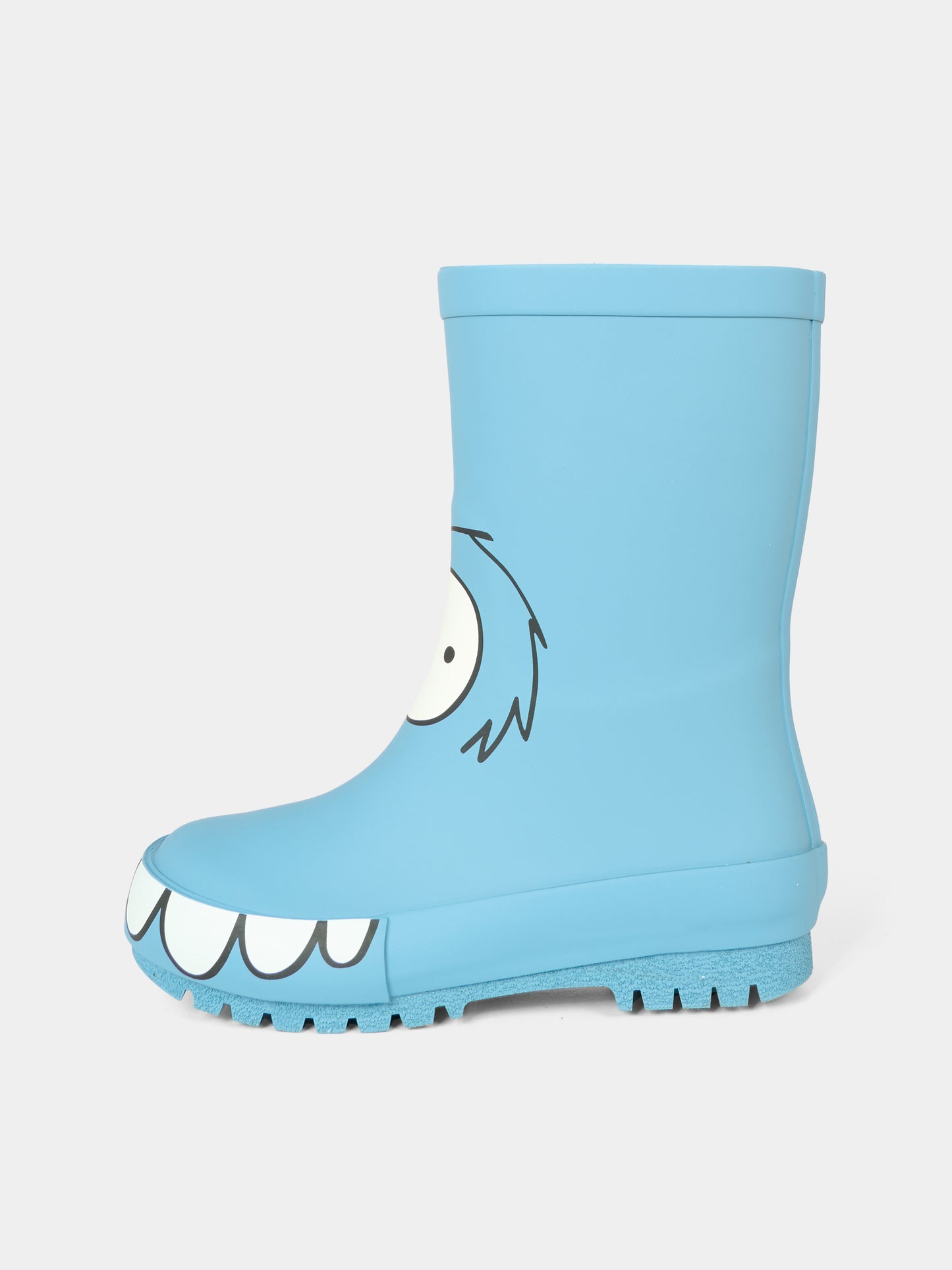 Stivali da pioggia azzurri per bambino con stampa Yeti,Stella Mccartney Kids,TX0P96 Z0234 606