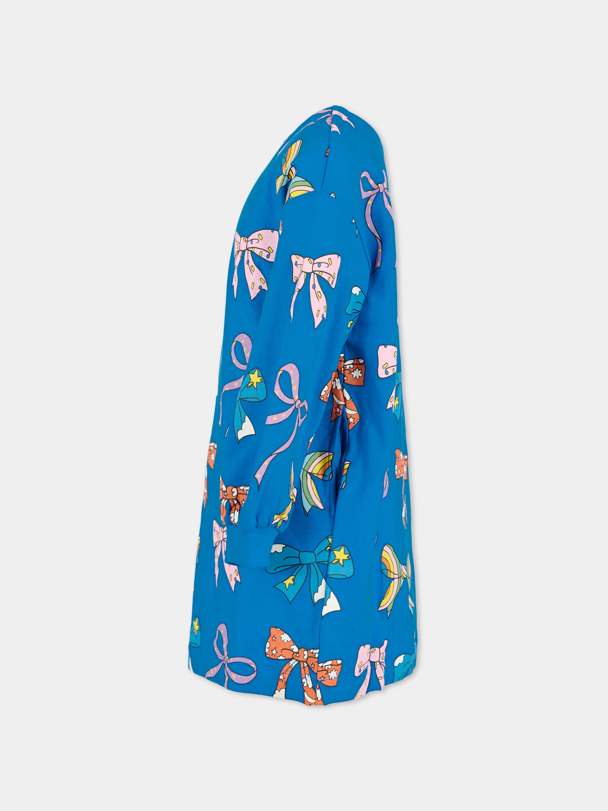 Vestito blu per bambina con fiocchi,Stella Mccartney Kids,TX1C10 Z3096 664MC