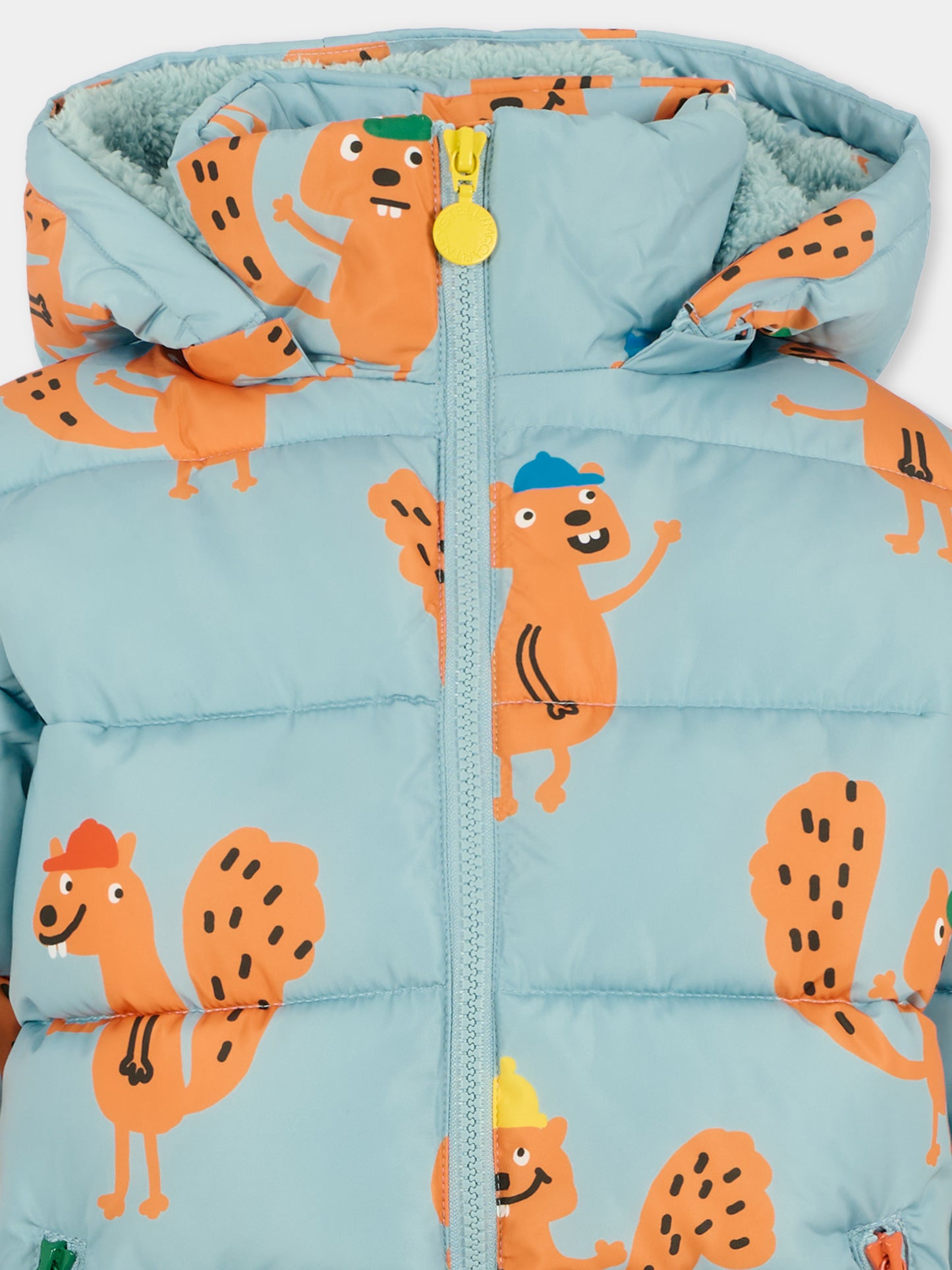 Piumino azzurro per bambino con scoiattolo,Stella Mccartney Kids,TX2Q17 Z3171 670MC