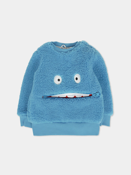 Felpa blu per neonato con Yeti,Stella Mccartney Kids,TX4570 Z0624 606