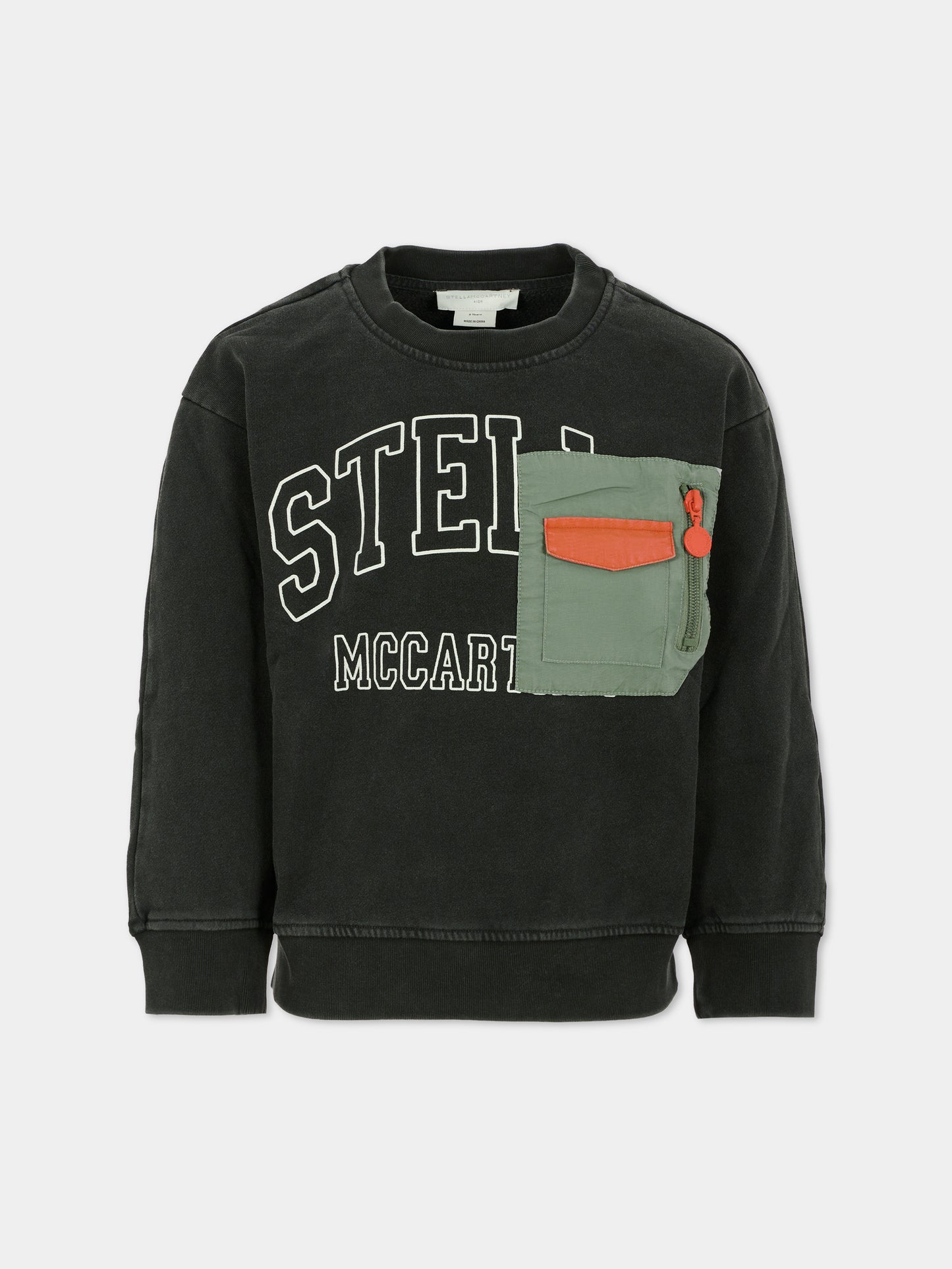 Felpa nera per bambino con logo,Stella Mccartney Kids,TX4R70 Z3059 961