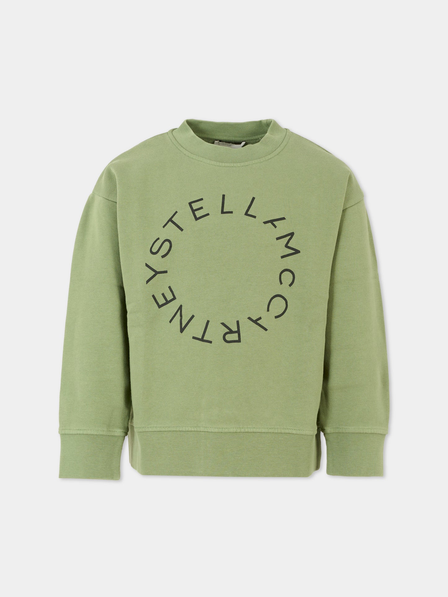 Felpa verde per bambini con logo,Stella Mccartney Kids,TX4R90 Z0453 727