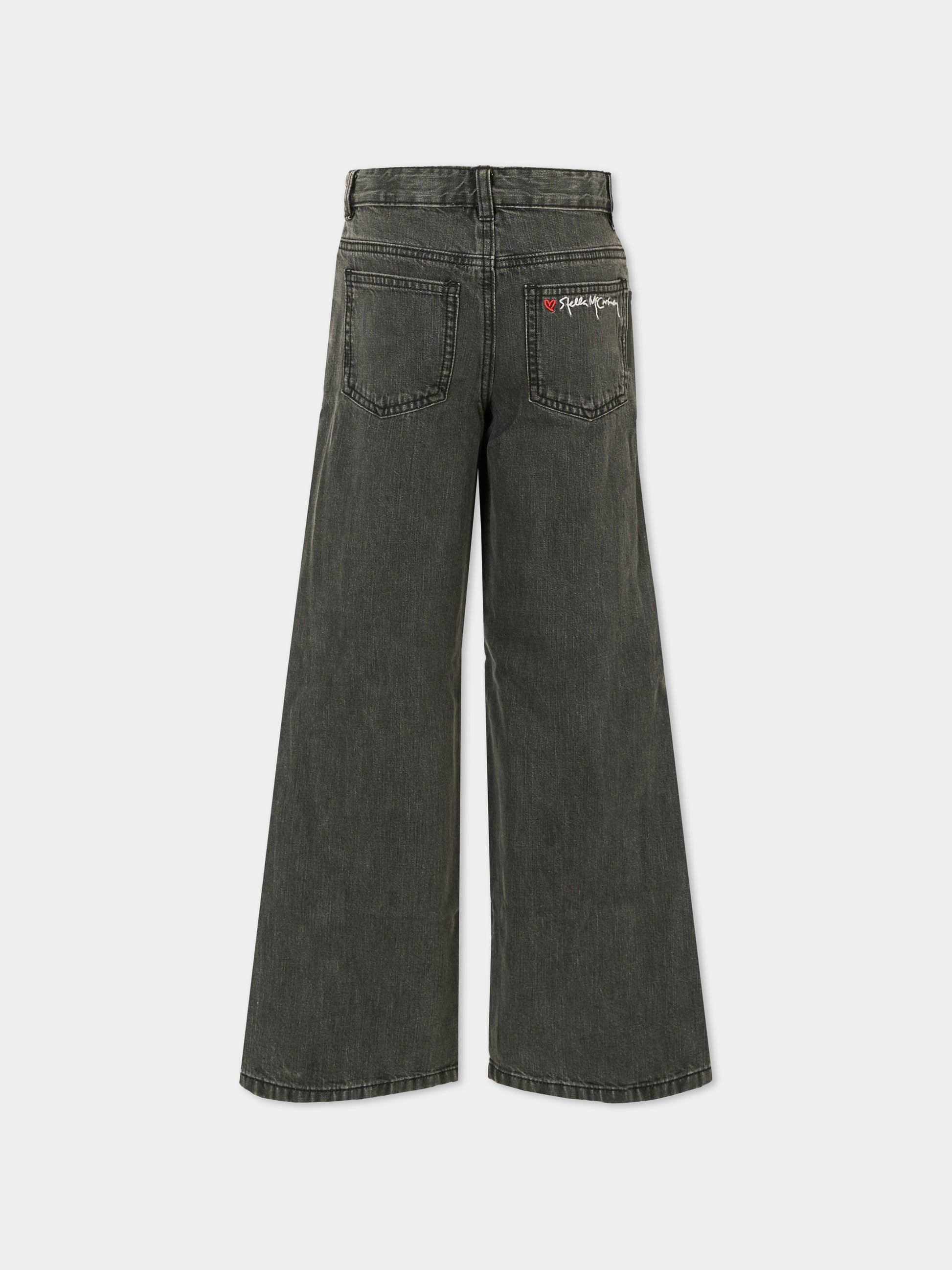 Jeans neri per bambina con logo,Stella Mccartney Kids,TX6D40 Z0746 961