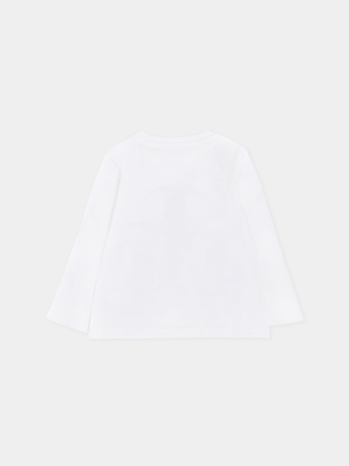 T-shirt avorio per neonato con stella azzurra e logo,Stella Mccartney Kids,TX8100 Z0434 101