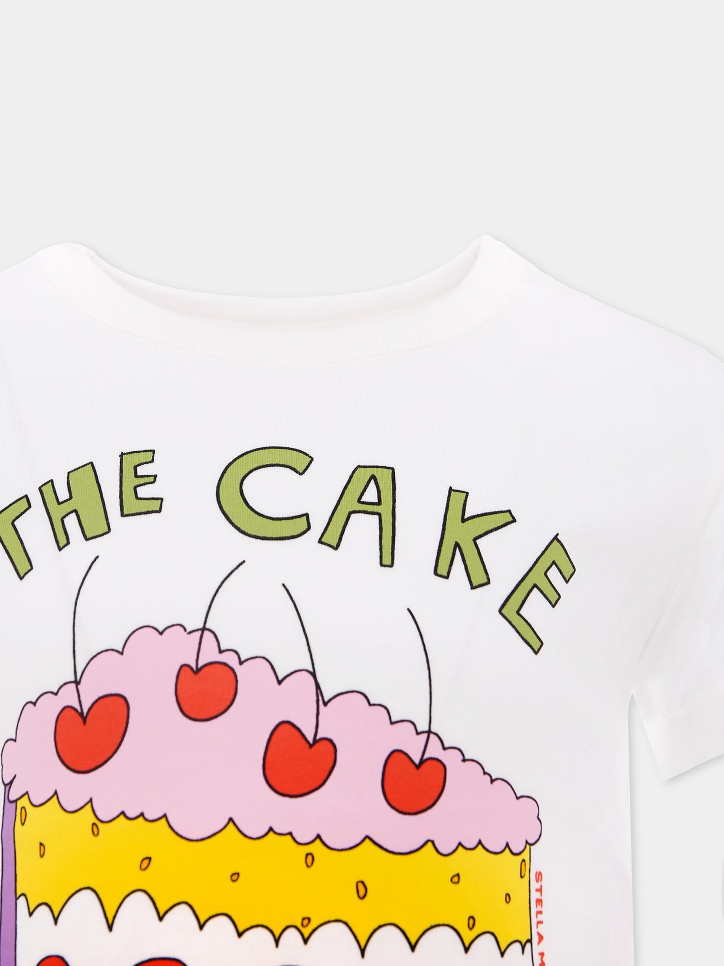 T-shirt avorio per bambina con torta e logo